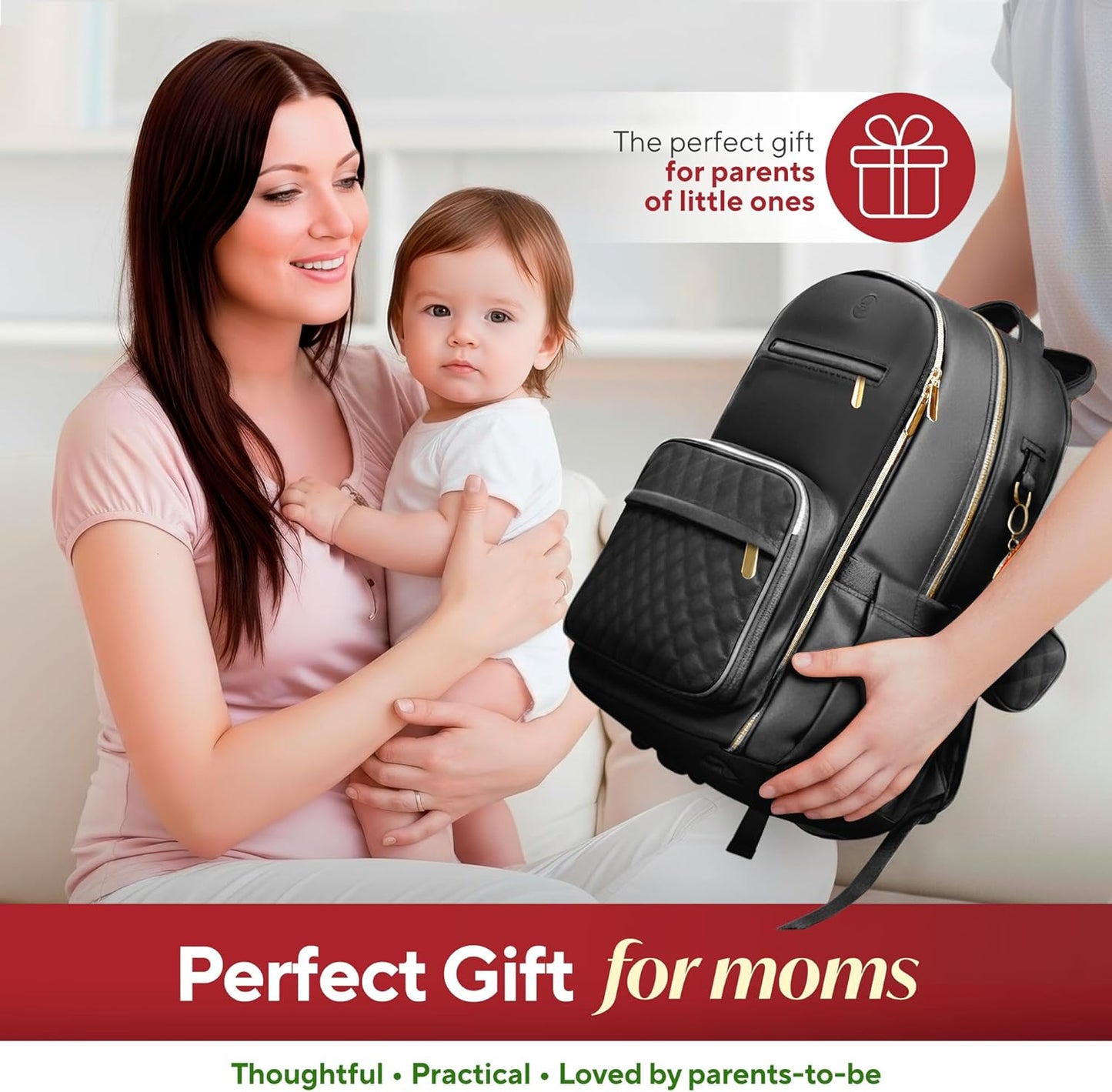 Large PU Leather Diaper Bag Backpack Set (3-Piece) – Baby Bag with Large Changing Pad, Insulated Warm/Cool Bottle Pockets Organization, Newborn Essentials Travel Gift for Mom & Dad, Best Baby Shower