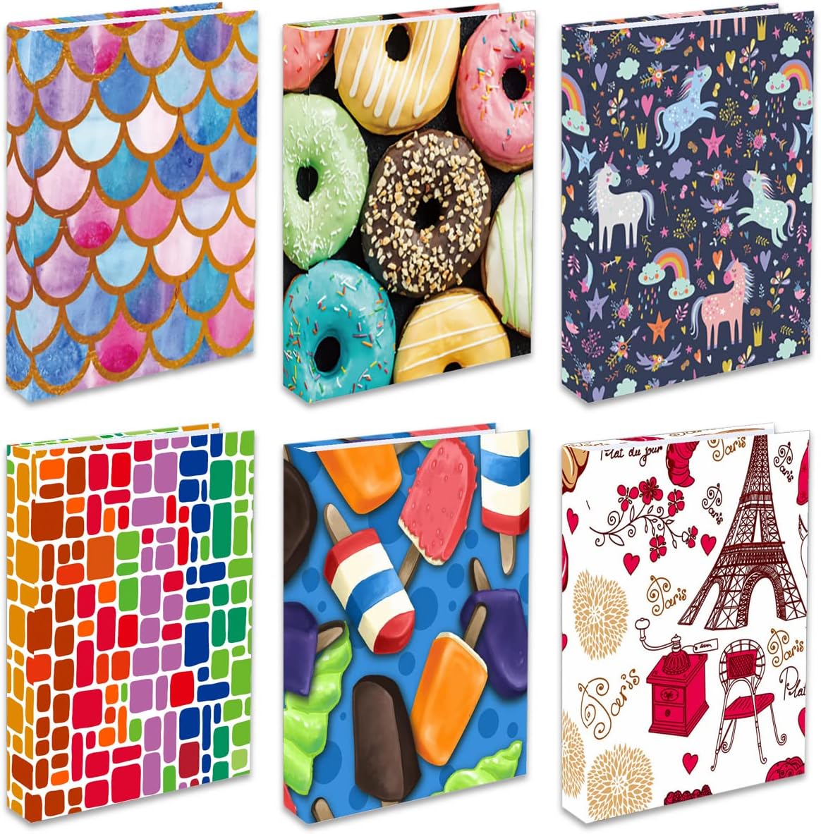 6 Pack Stretchable Book Covers, Jumbo Book Sleeves for Textbook Hardcover Books up to 9 x 11 Inches, Reusable, Washable and Protective Textbook Covers for School Kids Boys Girls