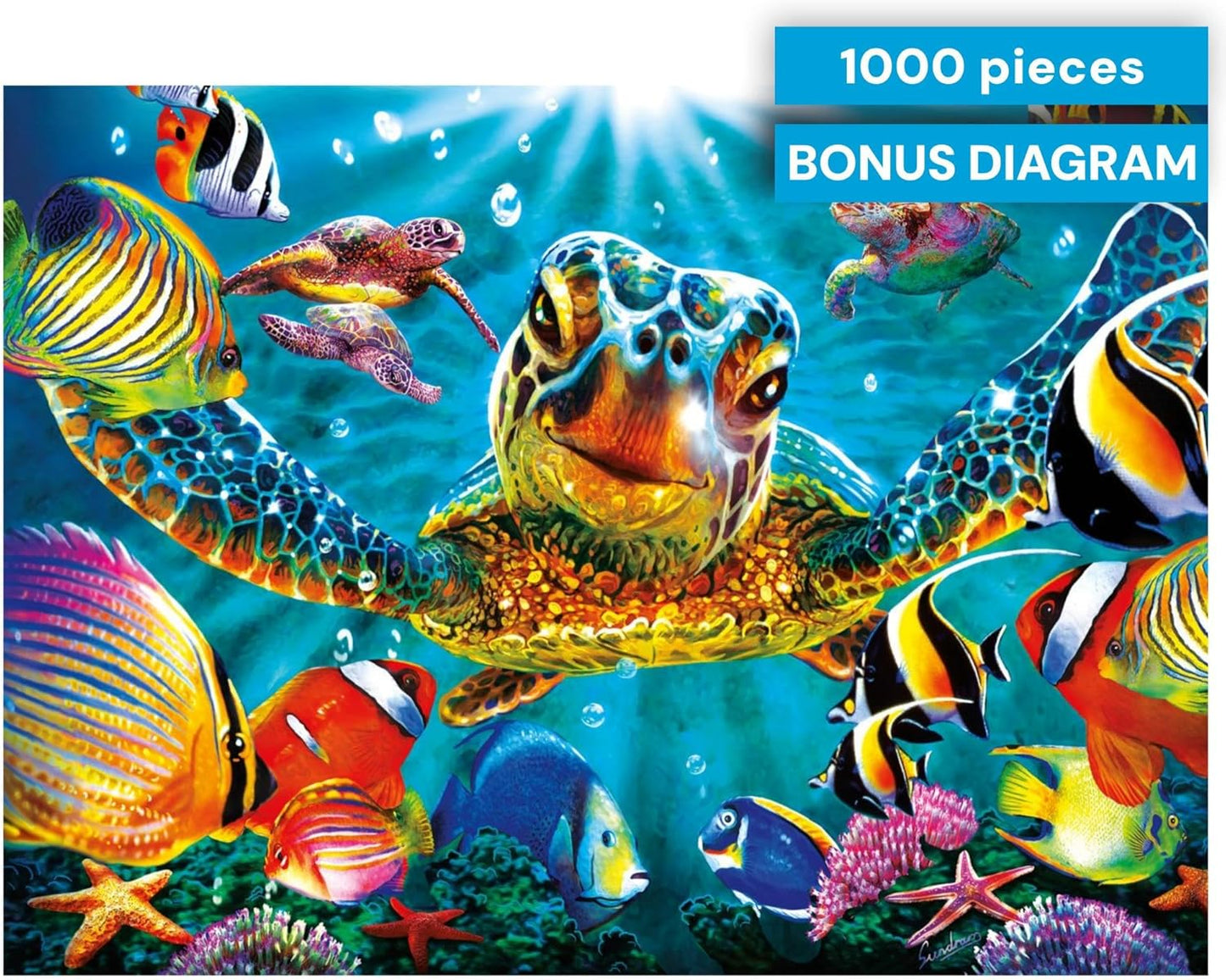 Buffalo Games - Tiny Bubbles - Steve Sundram - 1000 Piece Jigsaw Puzzle for Adults - Vibrant Underwater Scene - Challenging Puzzle Perfect for Game Nights - Finished Size is 26.75 x 19.75