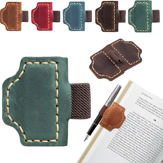 Bygone Mark Bookmark with Pen Holder, Personalized Leather Magnetic Bookmark,Magnetic Bookmarks for Reading Women Book Lovers Travelers Notebook Journal Covers(Blackish Green, 1)
