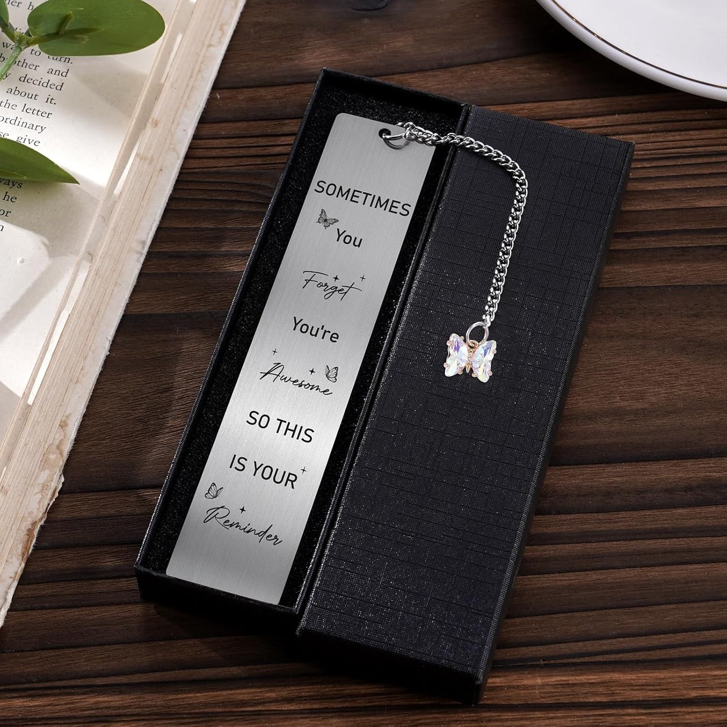 Butterfly Inspirational Metal Bookmark - Sometimes You Forget You're Awesome So This is Your Reminder Book Marks for Reading Women Christmas Thanksgiving Bookmark Friends Birthday Gifts