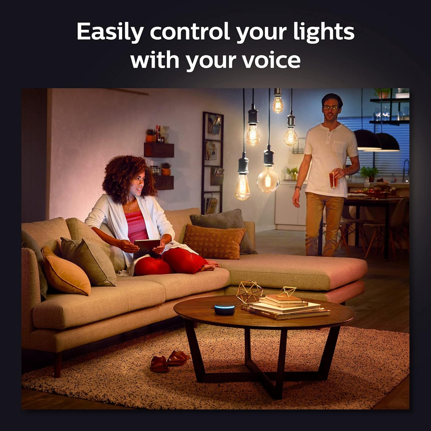 Philips Hue Smart 60W G25 Filament LED Bulb - White Ambiance Warm-to-Cool White Light - 2 Pack - 550LM - E26 - Indoor - Control with Hue App - Works with Alexa, Google Assistant and Apple Homekit