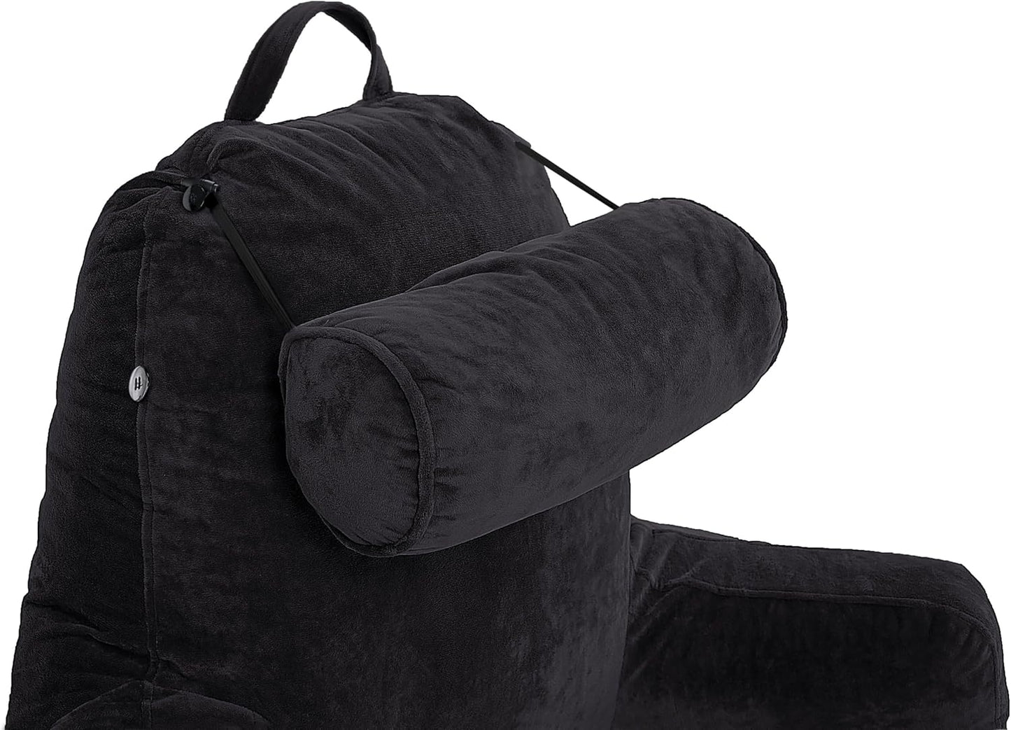 Husband Pillow XXL The Original for Adults - 30" Tall Backrest for Sitting Up in Bed - Firm Support Reading & Bed Rest Pillows for Adults, Neck Roll, Removable Cover - TV - Black