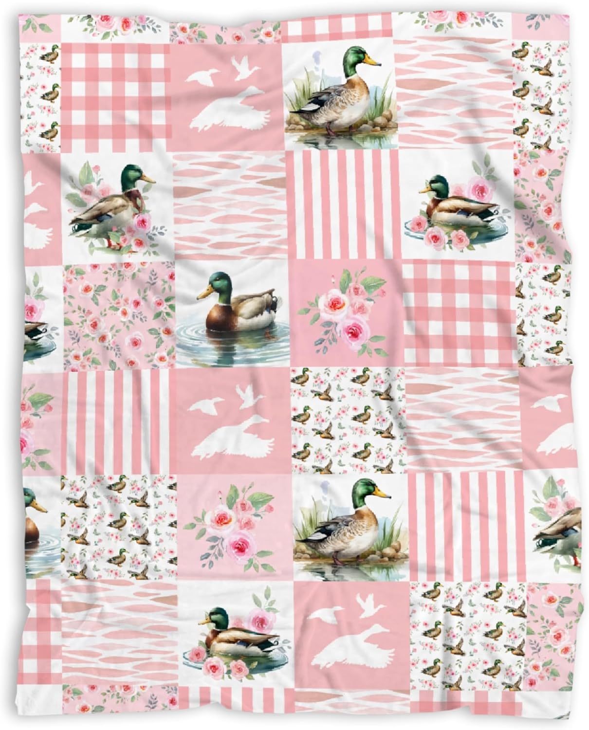 Mallard Duck Blanket, Wild Animal Duck Pattern Throw Soft Fuzzy Flannel Blanket for Bed Couch Sofa Home Decor 50"x40" for Child
