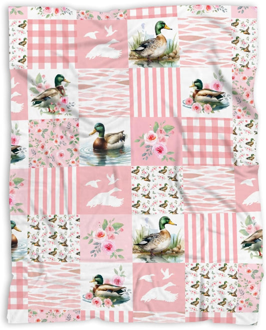 Mallard Duck Blanket, Wild Animal Duck Pattern Throw Soft Fuzzy Flannel Blanket for Bed Couch Sofa Home Decor 50"x40" for Child