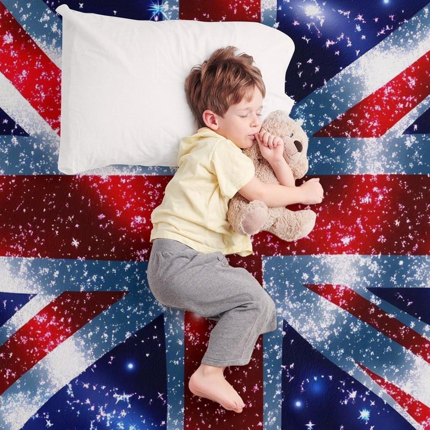 UK Flag United Kingdom Throw Blanket for Couch Bed Plush Cozy Fuzzy Flannel Blanket for All Season 66"x90"