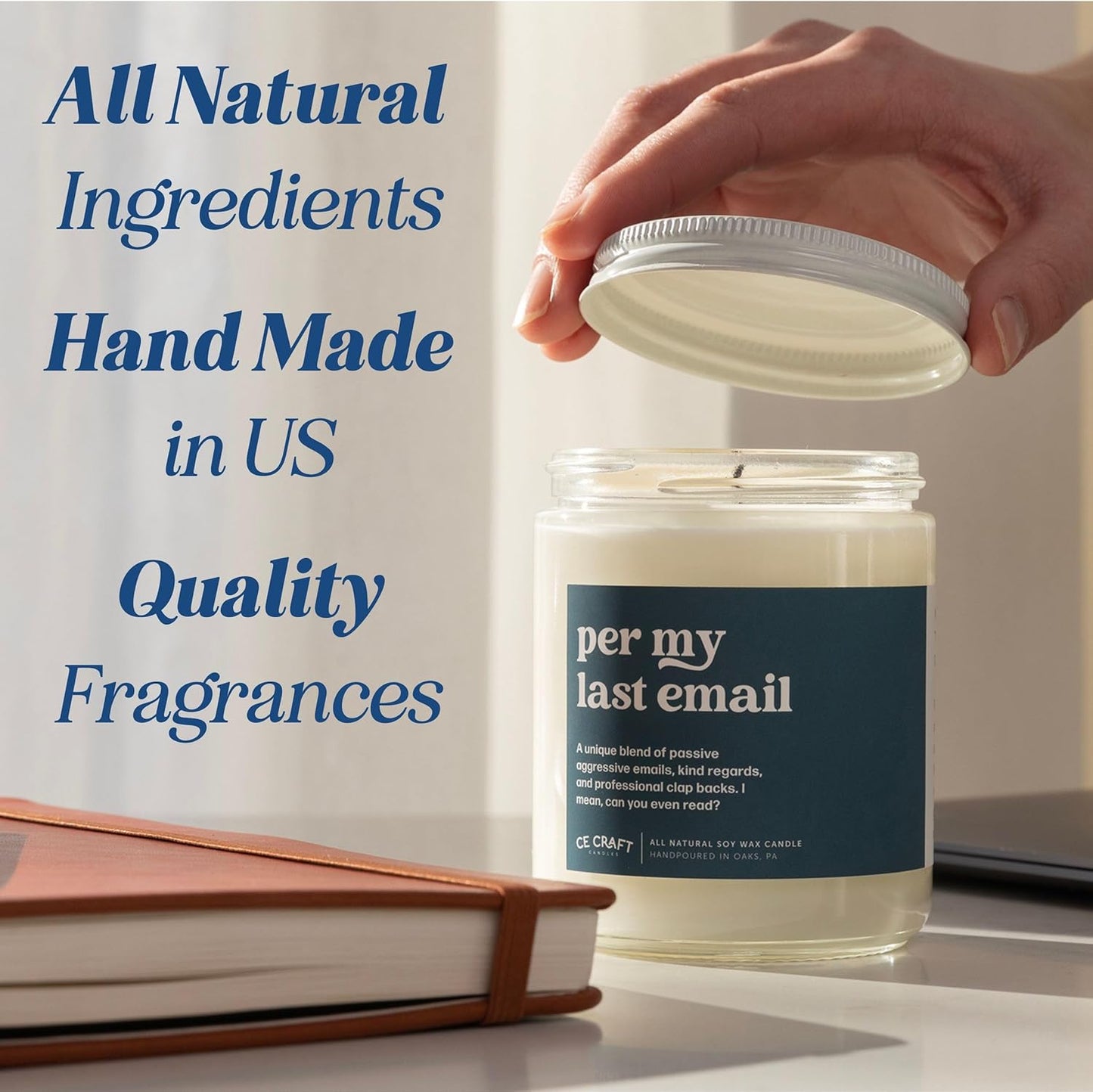 CE Craft Book Themed Scented Candle - Gift for Her, Library Book Lovers' Reading Candle, Bookish Scents for Bibliophiles (Cassian)