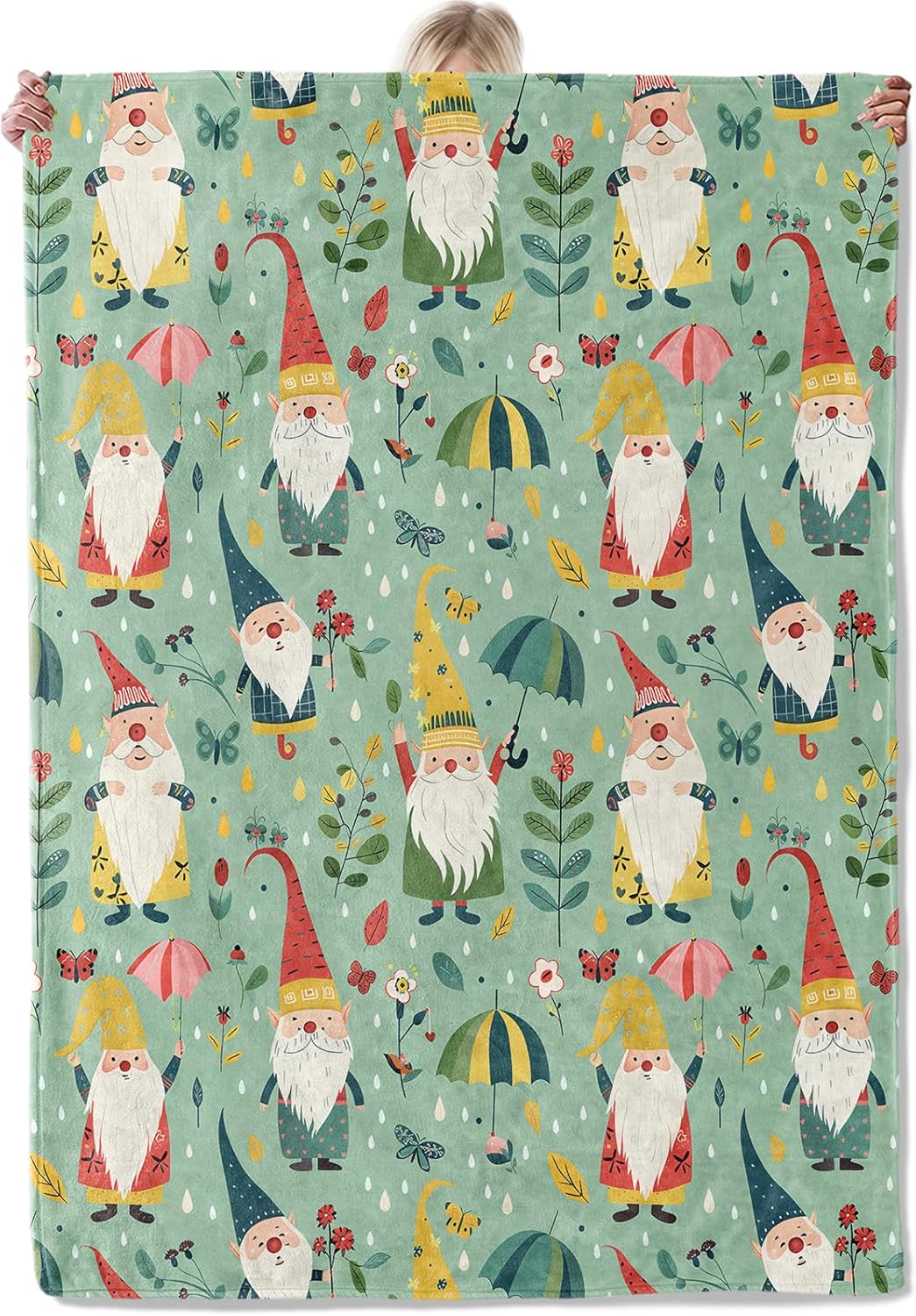 Cute Gnome Throw Blanket Gifts for Women Adults Girls, Soft Fuzzy Warm Cozy Flannel Blankets for Bedroom, Travel, Couch, Home Decor 50x60 in