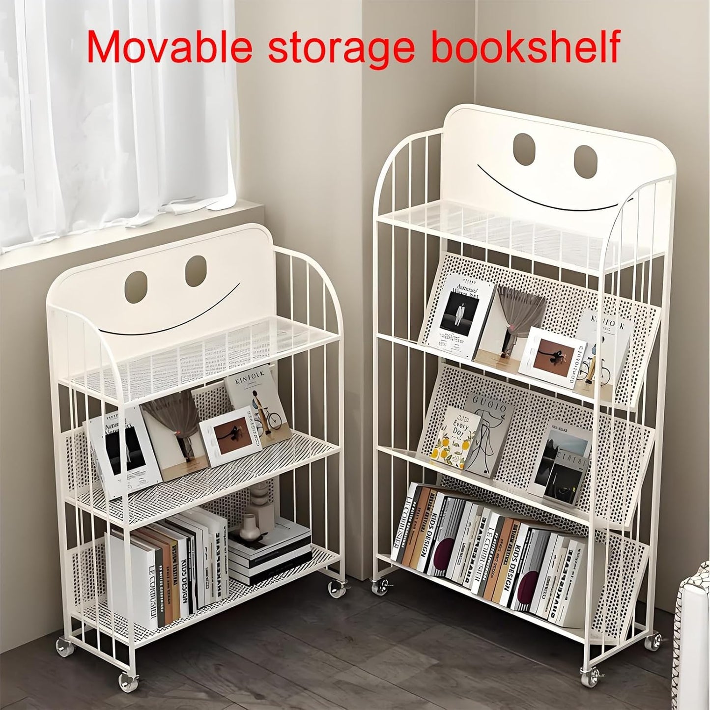 Rotating bookshelf,modern bookshelf,spinning bookshelf,metal bookshelf,rotating book shelf,unique bookshelf,Suitable for living room, bedroom, study, living room corner, office, balcony(White,69x26x97