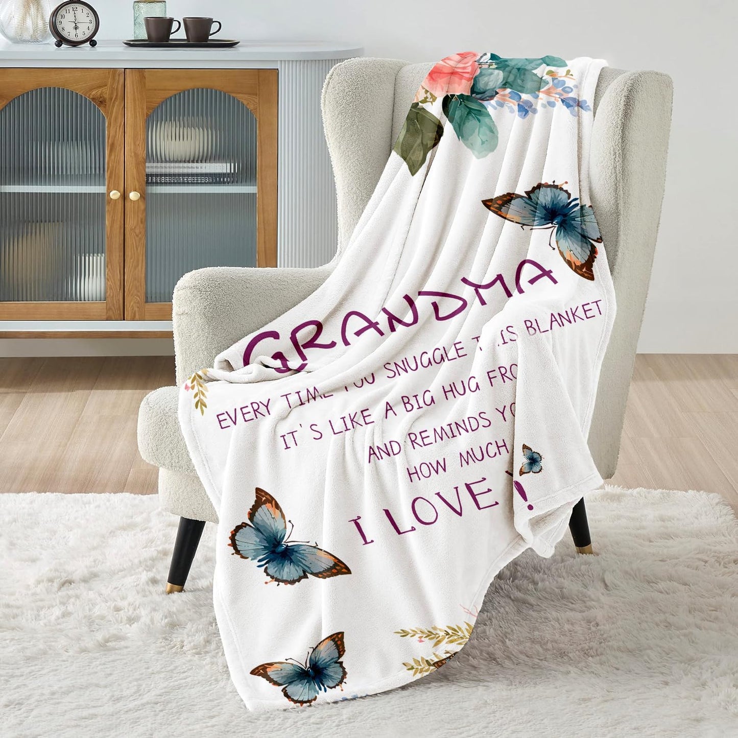Grandmother Birthday Gifts, Grandma Birthday Gifts Blanket 60"x50", Great Grandmas Gift for Christmas Mothers Day from Granddaughter Grandkids, to My Grandma's Happy Presents