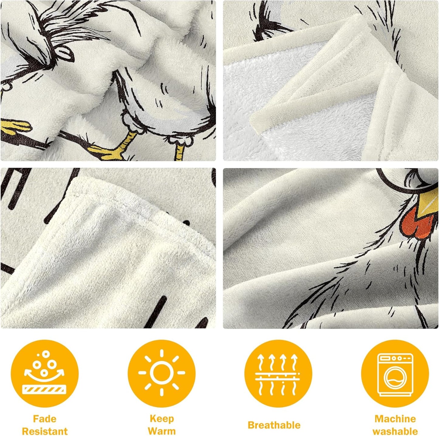 Funny Chicken Blanket, Birthday Gifts for Women Men, Unusual Gifts for Friends Sister Coworker Mom, White Elephant Gift, Super Soft Flannel Throw Blanket, 60" L x 50" W