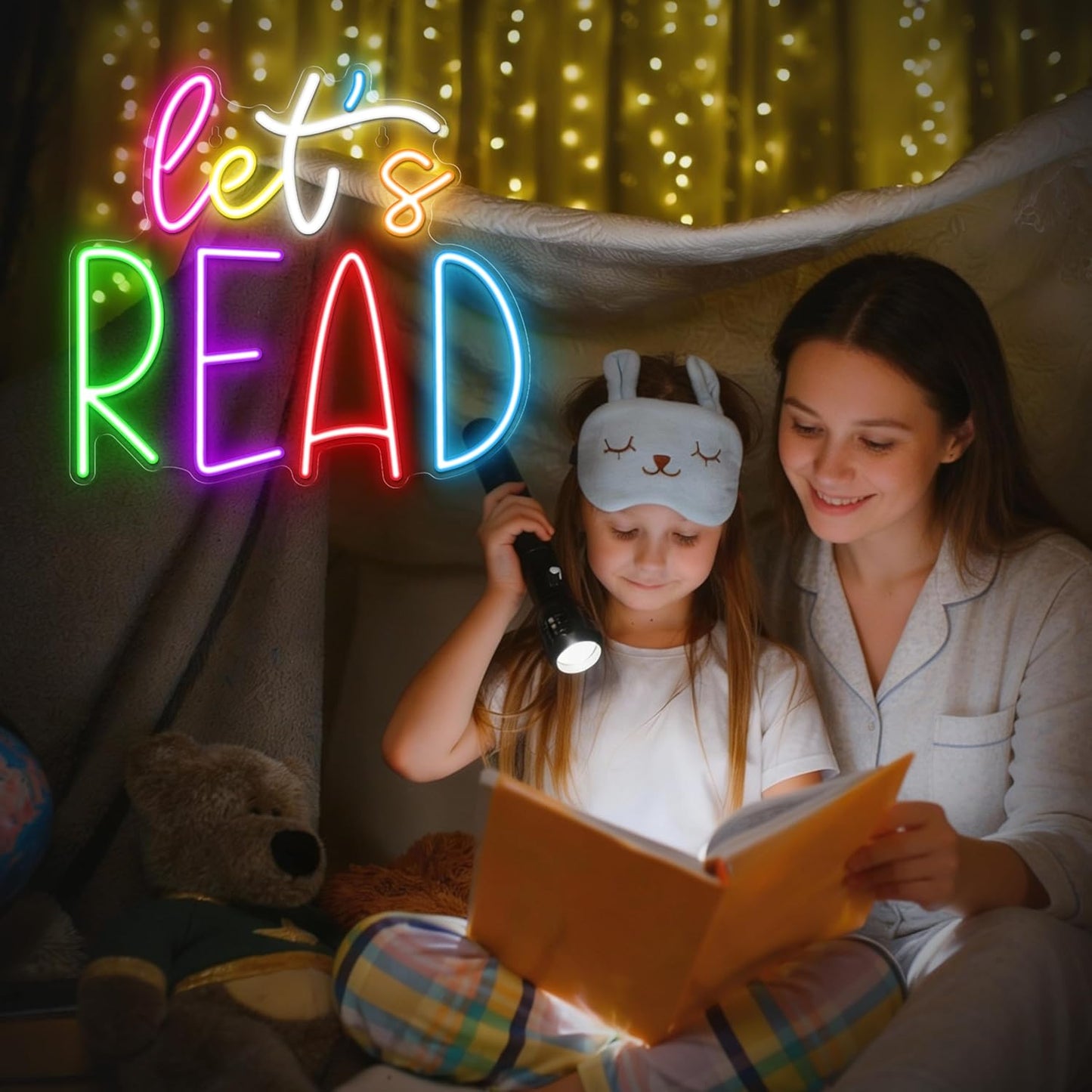 Kavaas Let's Read Neon Sign Reading Corner LED Light Neon Signs for Library Classroom Book Club Wall Decor -Best Back to School Gifts for Teens Kids