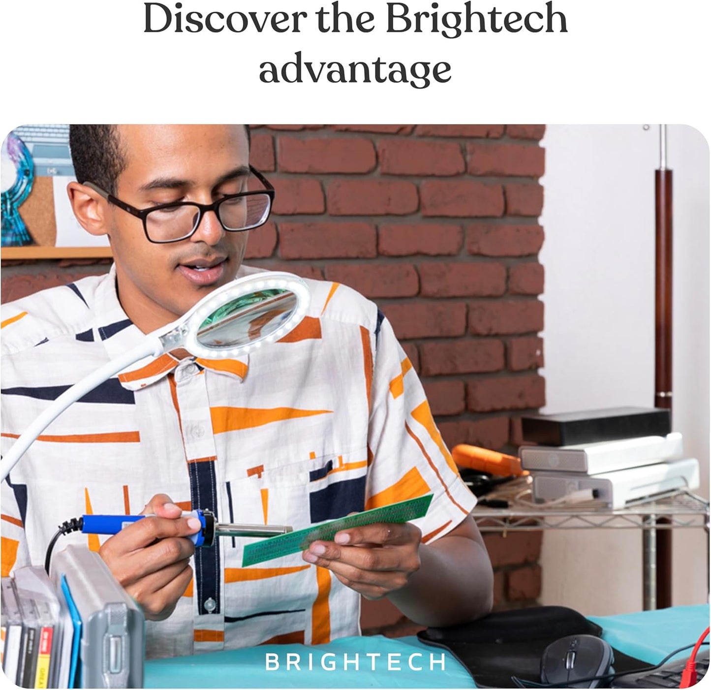 Brightech LightView Flex Magnifying Desk Lamp with Clamp, 1.75X Light Magnifier, Adjustable Magnifying Glass with Light for Crafts, Reading, Close Work