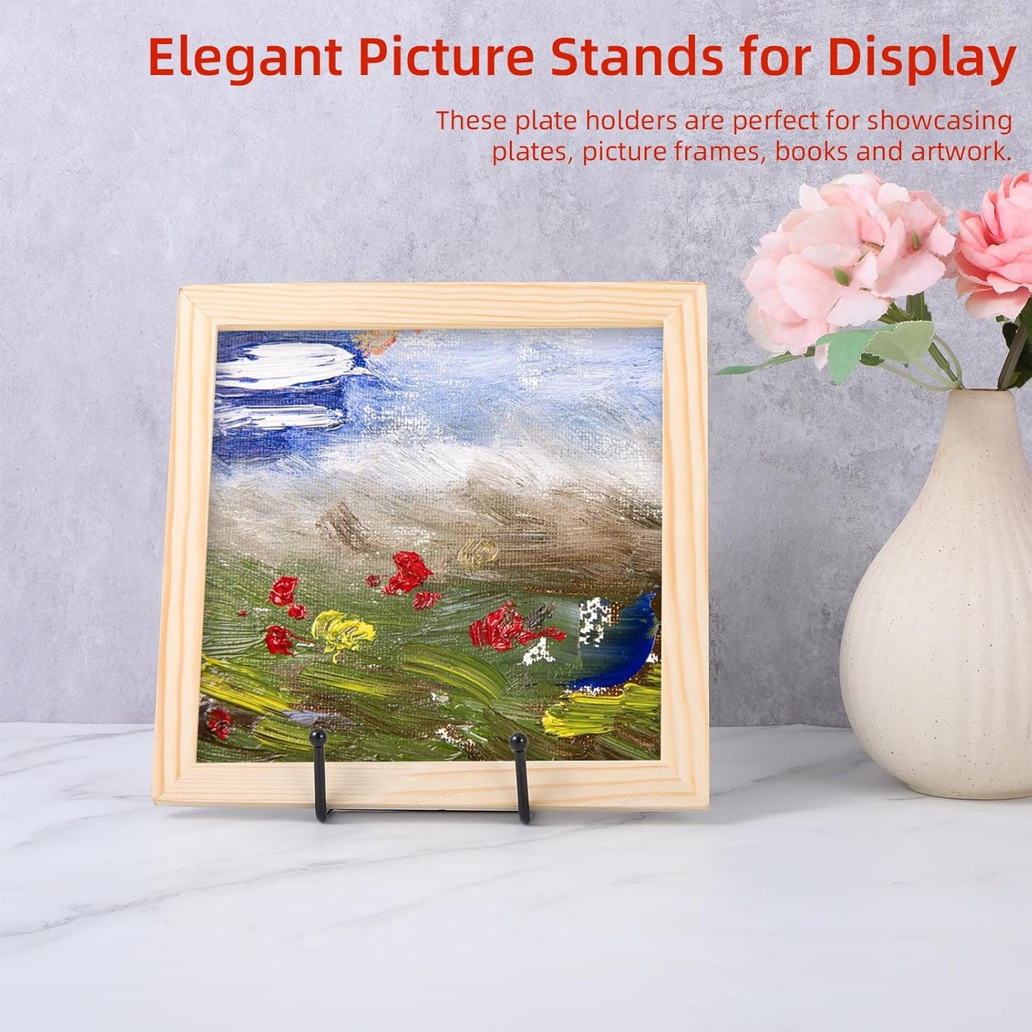 Plate Stands for Display, 18 Pack Metal Black Plate Picture Stand 4.5 Inch Book Picture Holders Easel Book Holder for Display Photo Creation Collectibles Phone on Table Desktop