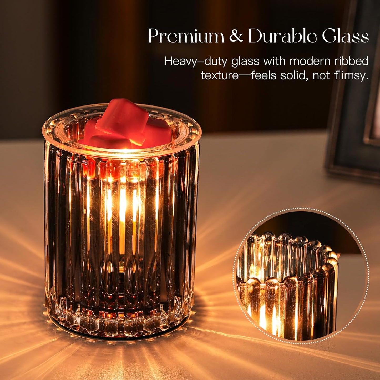 Wax Melt Warmer with Timer: Wax Melter for Scented Candle Electric Glass Candle Burner with 2 Light Bulbs Housewarming New Home Decor for Women