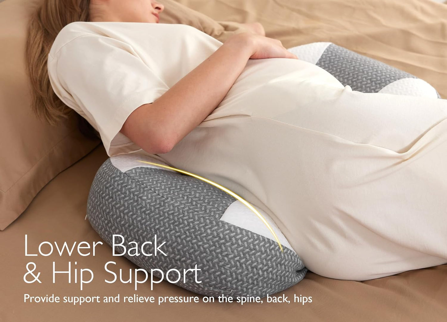 Momcozy Plus W Shaped Pregnancy Pillow for Sleeping - Adjustable Maternity Pillow for Side Sleepers - Portable Wedge Belly Support -Compact Design for Back Belly and HIPS