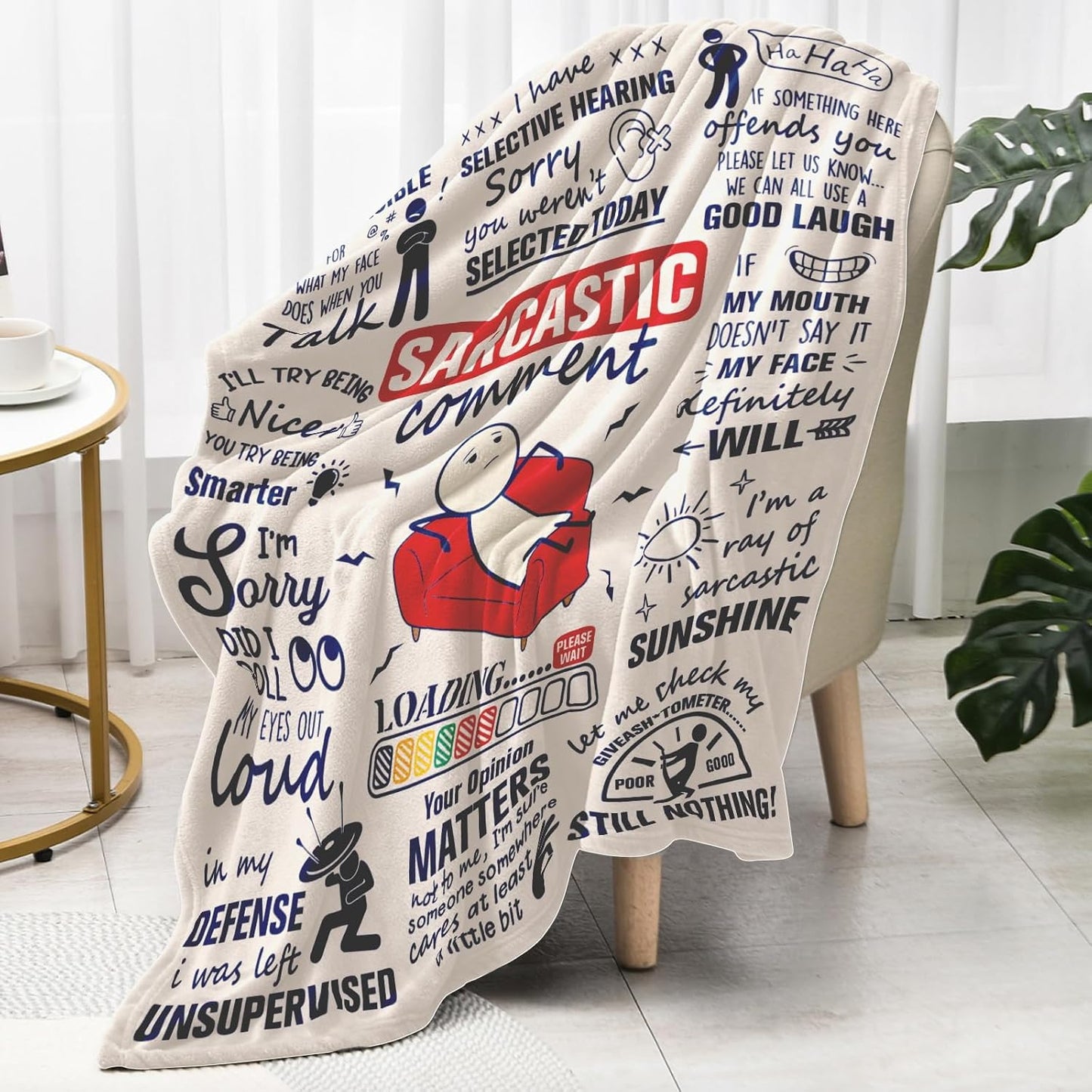 Funny Blanket for Women Men Office, Sarcastic Stress Relief Gifts for Coworker Employee Boss Lady Work Bestie Women Men Manager, Easter Day Gag Gifts, White Elephant, Employee Appreciation, 60"x50"
