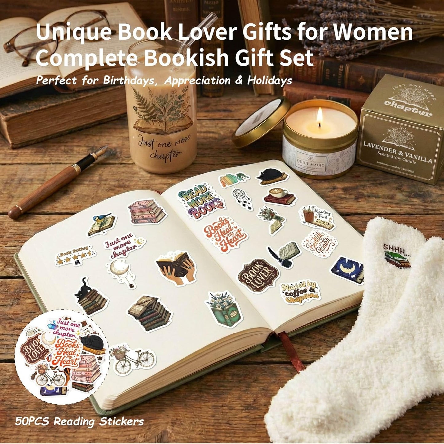 Book Lovers Gifts for Women,Vintage Bookish Gifts,Gifts for Book Lovers Women,Gift for Readers Reading Accessories Gift for Reading Club Present for Bookworm Reader Librarian Birthday Christmas