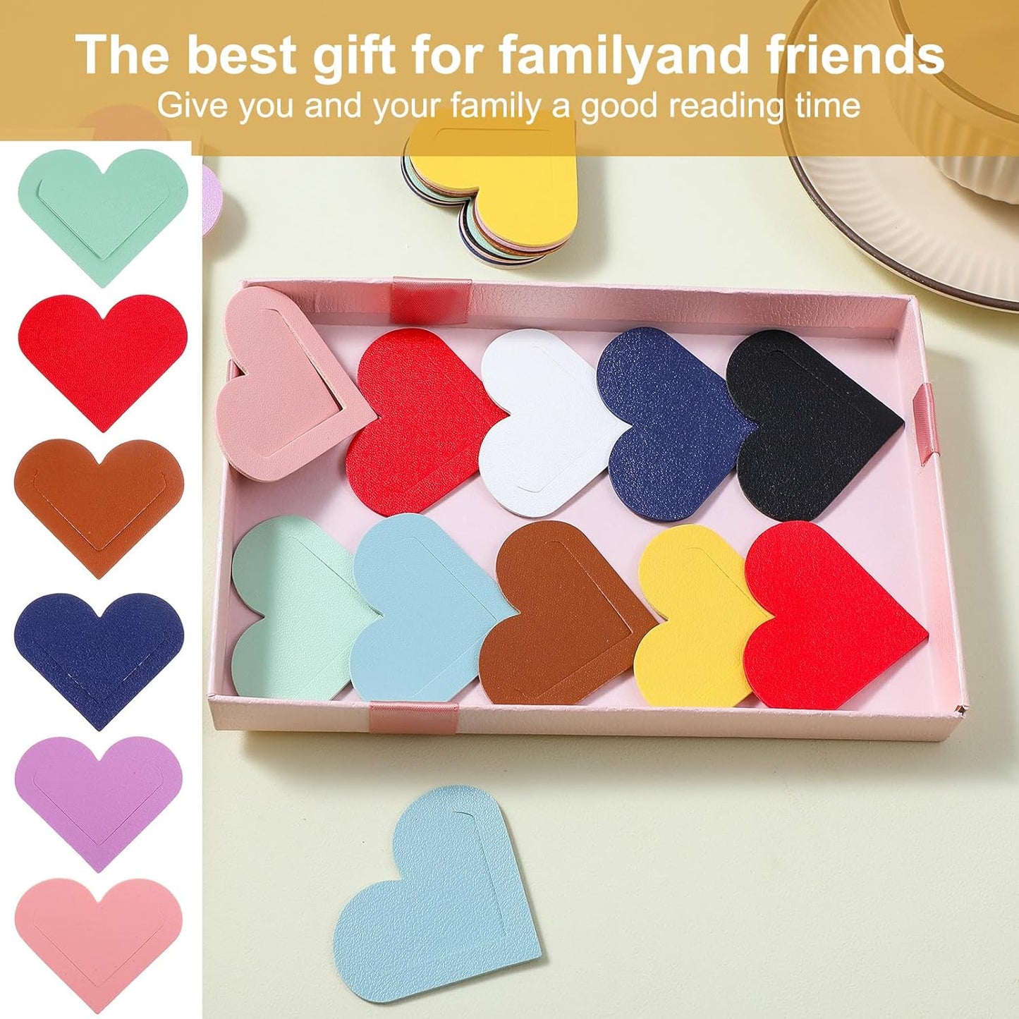 Ouligay 20pcs Leather Bookmarks for Women Cute Heart Book Marks for Reading Women PU Leather Corner Bookmark Book Lovers Accessories Gifts for Teacher Appreciation Best Friend Bookish Back to School