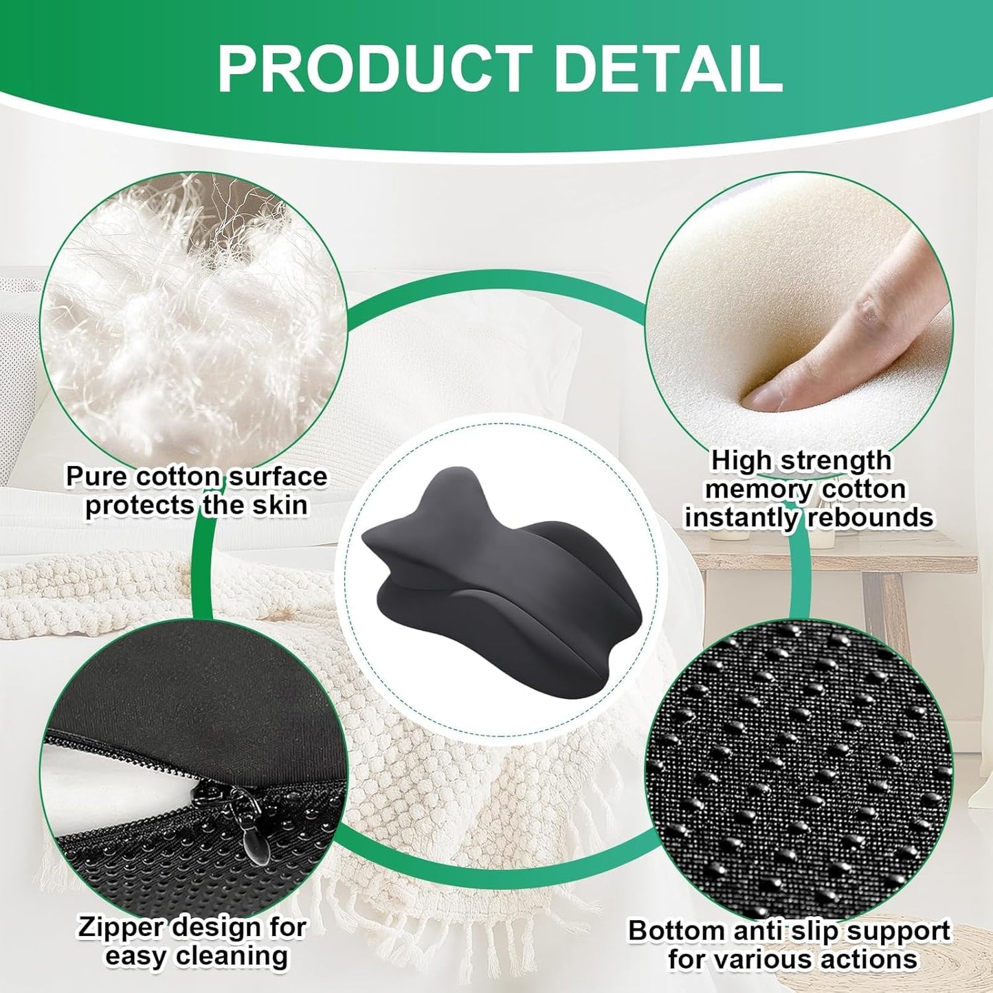 Memory Foam Ergonomic Pillow – Prone Support Orthopedic Pillow for Sleeping, Reading & Back Relief with Removable Cover Body Pillow Suppurt Weights Over 260 Pounds (Midele Size 23*15*9 inch)