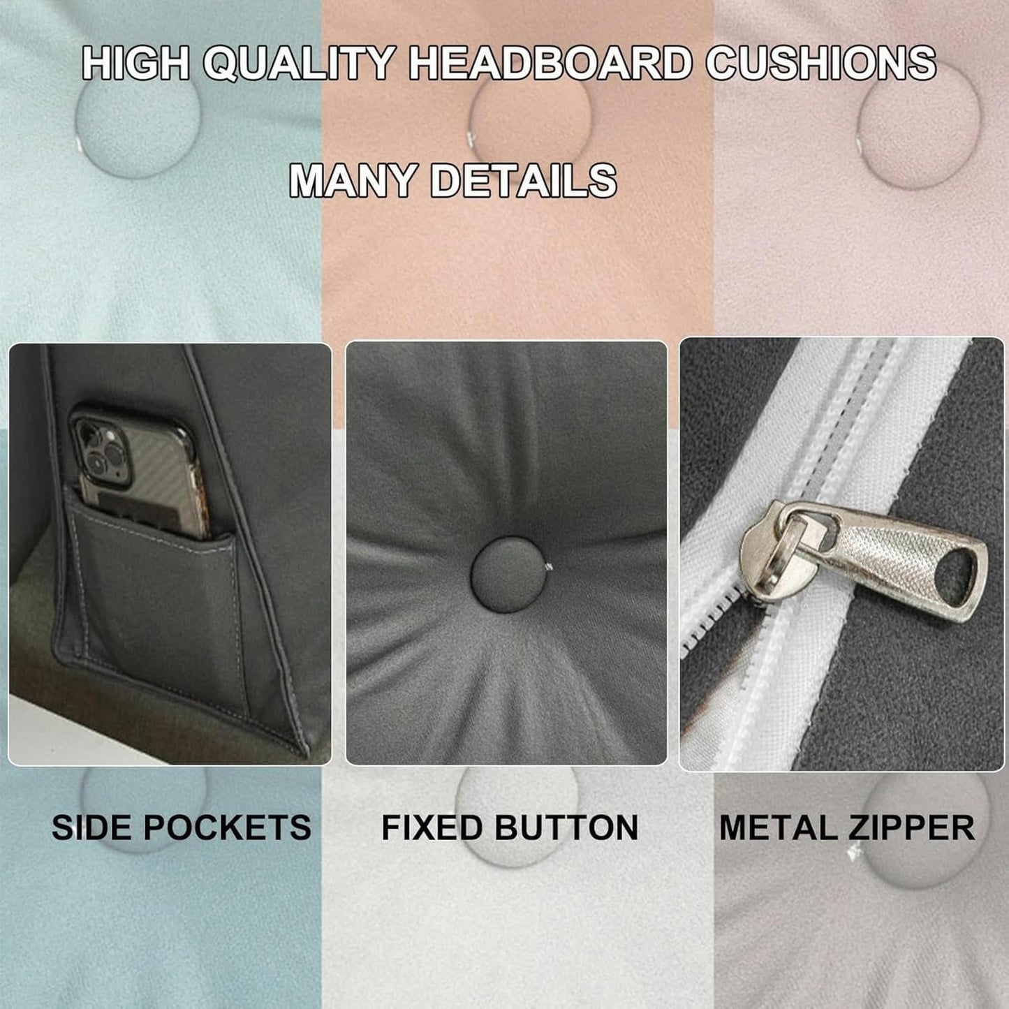 FLTRGO Triangular Headboard Pillow Daybed Back Wedge Pillow Large Bolster Reading Backrest Pillow Body Positioning Support Cushion with Removable Cover