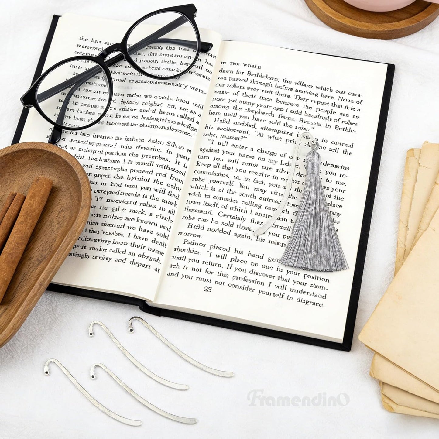 Framendino, 10 Pack Silver Bookmarks Vintage Alloy with Hook Bookmark for Reading Enthusiasts