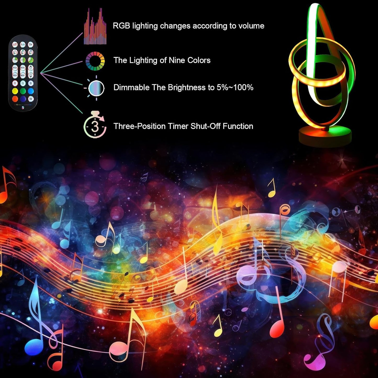 Black USB Modern Table Lamp, 7 Colors 10 Light Modes Spiral Design Table Lamp, Touch Dimmable Nightstand Lamp, Unique Bedside Lamp for Living Room, Bedroom, Cool Lamps