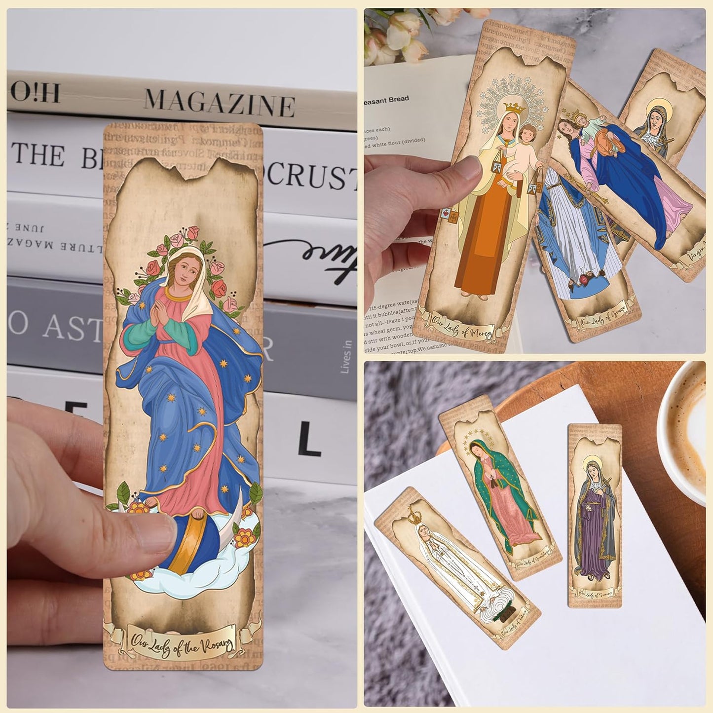 Religious Bible Catholic Bookmarks, 48 Pcs Virgin Mary Christian Book Markers, Scripture Bible Study Gifts for Women Men Book Lovers