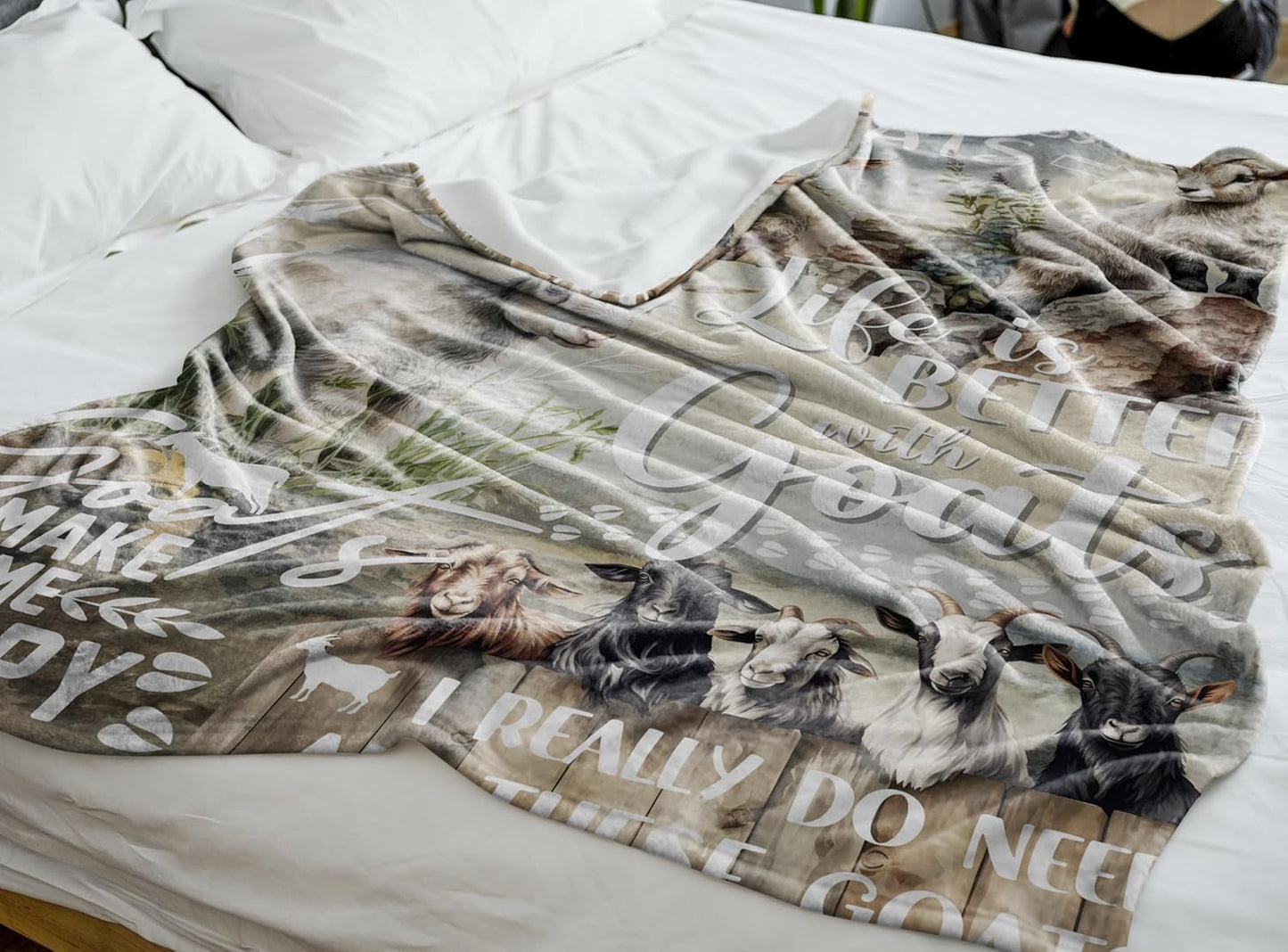 Goat Gifts for Goat Lovers, Soft Flannel Blanket Throw, Unique Watercolor Design, Gifts for Girls, Women & Friends, 50 x 65 inches