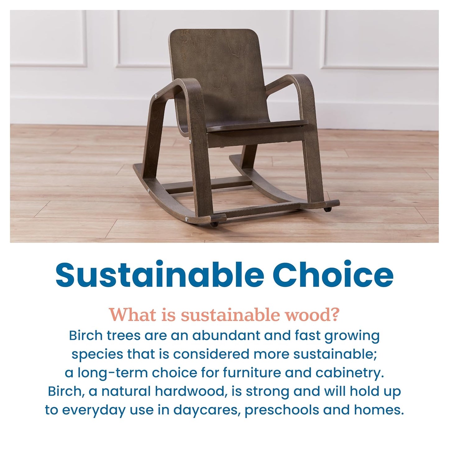 ECR4Kids Bentwood Rocking Chair, Kids Furniture, Grey Wash
