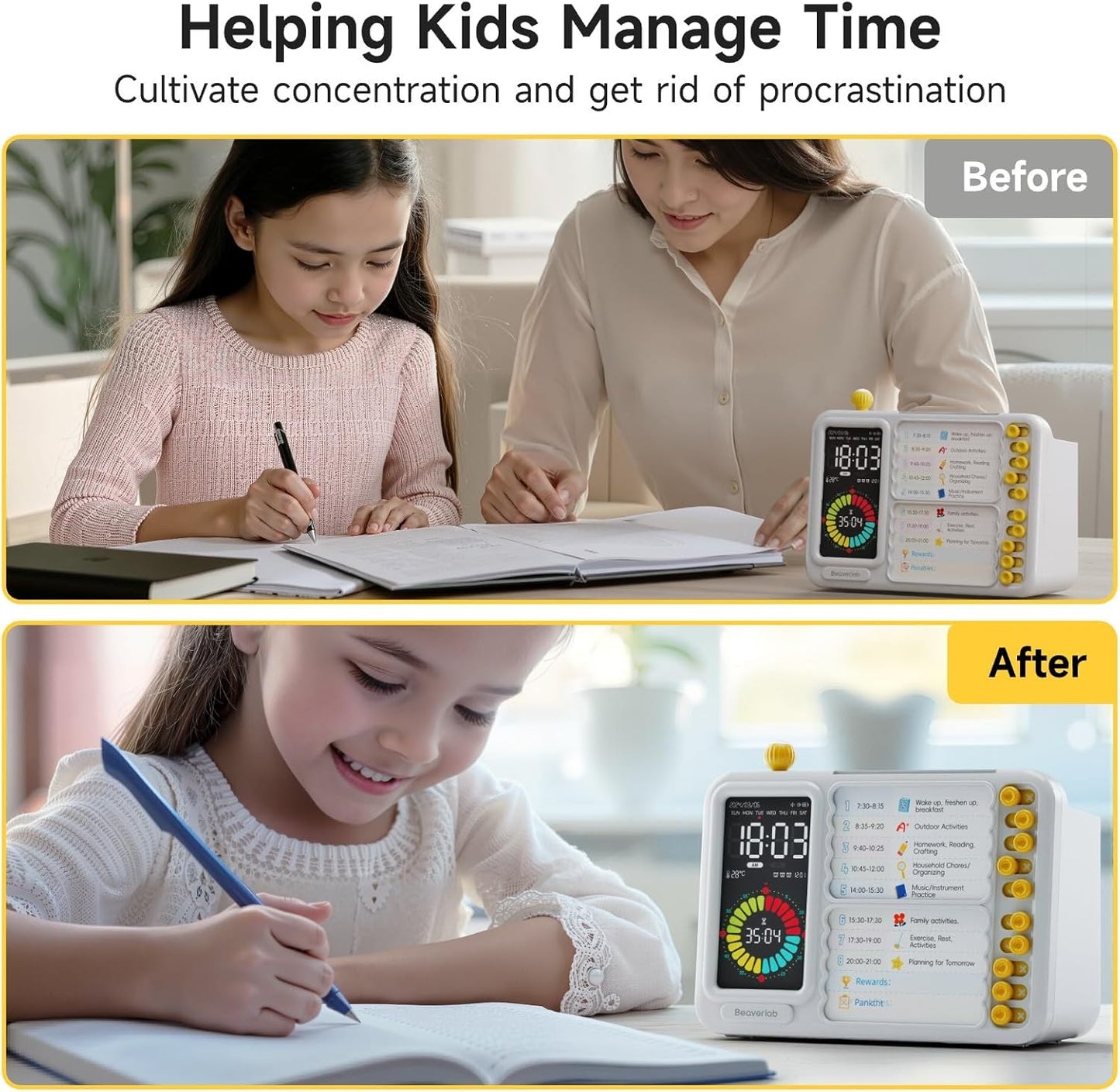 Visual Timer for Kids Adults, ADHD Timer with Planning Board for Schedules, Task Timer Toddler Visual Timer Silent Time Timer for Home Classroom
