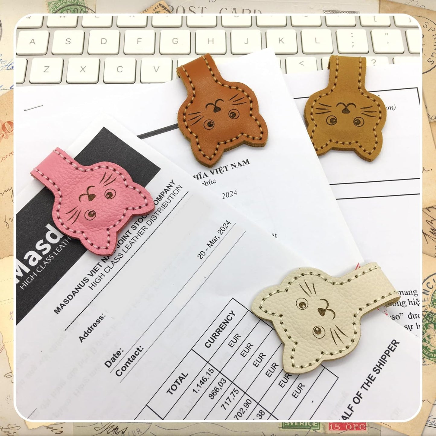 Magnetic Leather Bookmarks for Reading, Cute Cat Face Shape Magnet Bookmark Clips for Women, Men, Kids, Magnetic Book Marks, Gifts for Book Lovers Teachers Students (1 Pack, Brown)