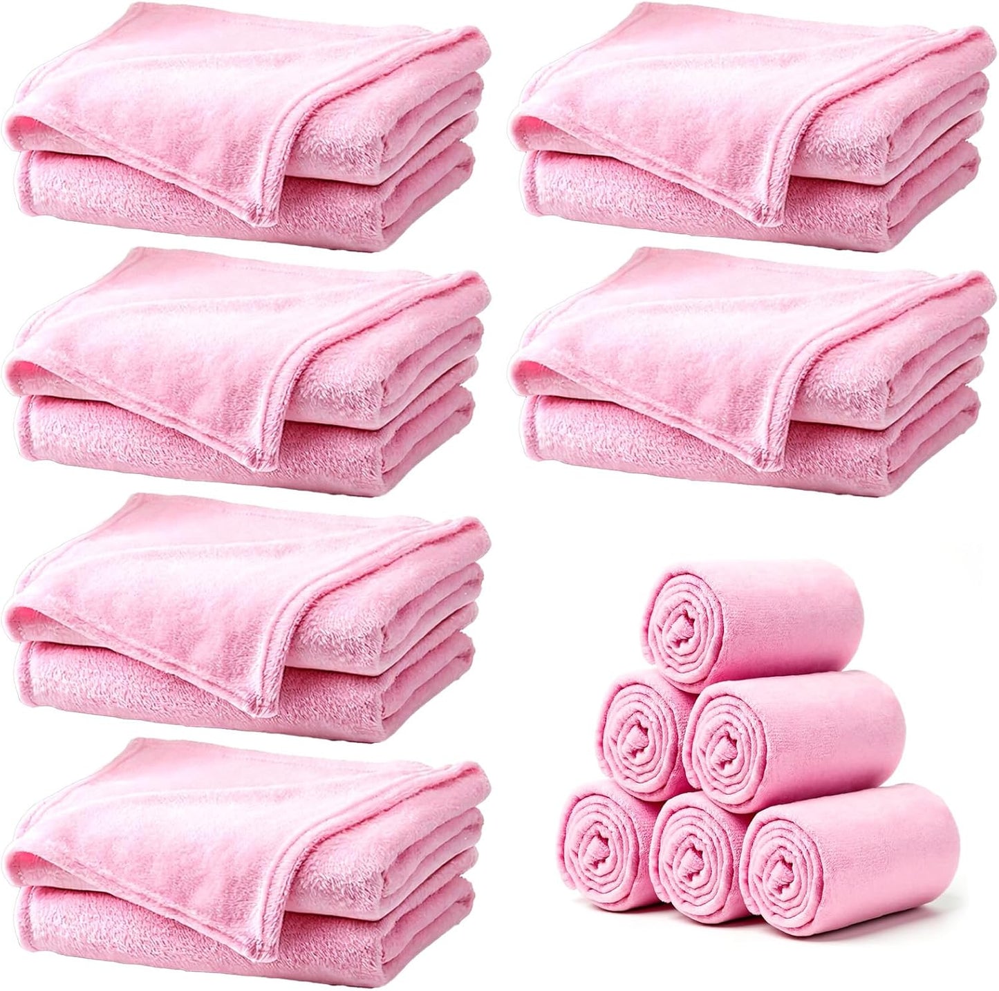 6 Pack Sherpa Fleece Throw Blankets Bulk Soft Fuzzy Wedding Guest Throw Blanket Wedding Flannel Throw-Blanket for Spa Slumber Movie Night Wedding(Pink)