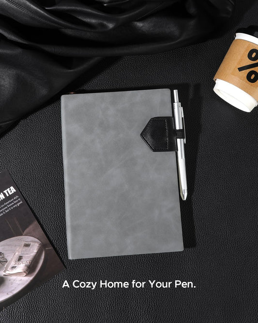 Magnetic Leather Bookmarks with Pen Holder Vegan Leather Book Marks Gifts for Reading Book Lovers Notebook Travelers (Black-2PC)