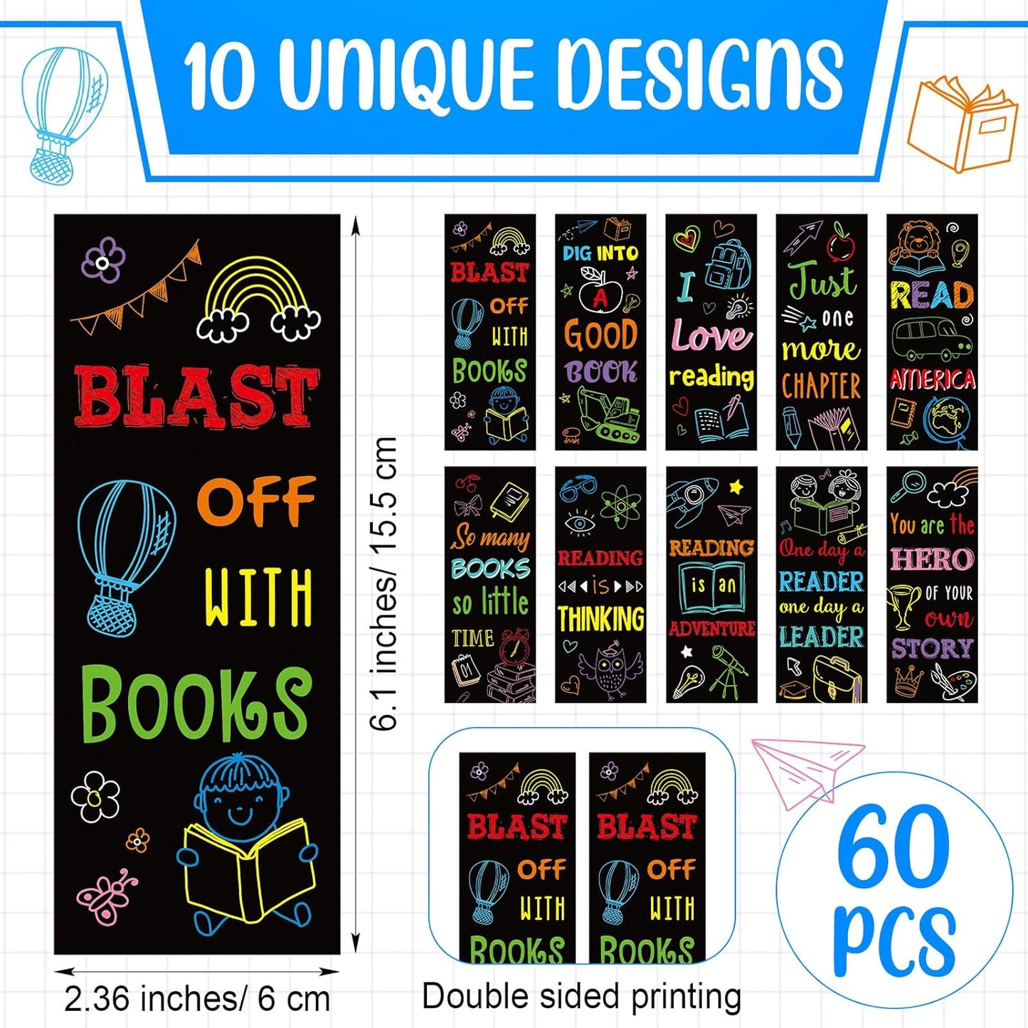 120 Pcs Read Across America Day Gifts for Students: Reading Motivational Bookmarks and Pencils Bulk Set, National Reading Month Teacher Rewards, Classroom School Stationery Party Favors