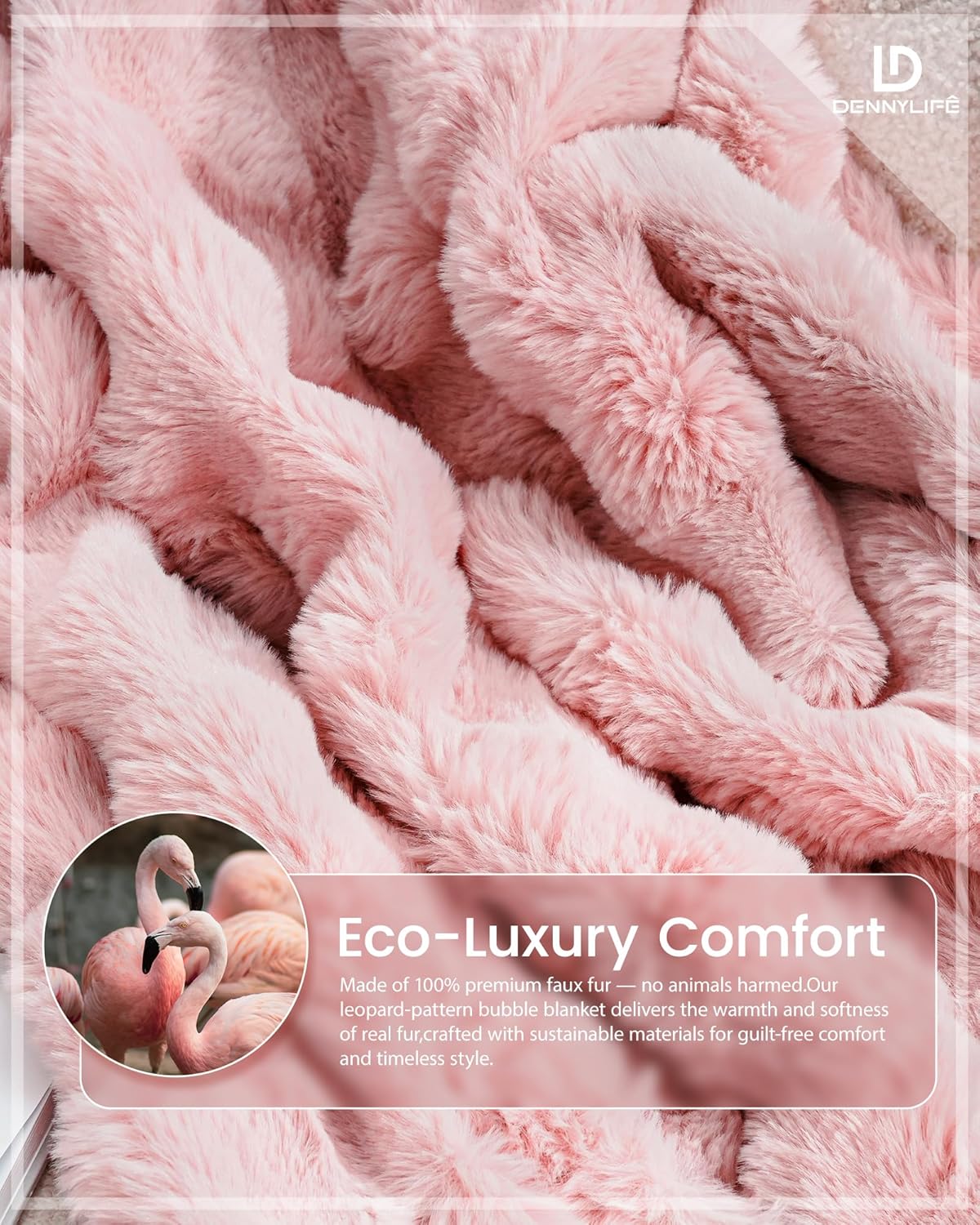 Faux Fur Throw Blanket, Bunny Blanket with Bubble Texture, Reversible Fluffy Blankets for Couch and Bed, Soft Cozy Faux Rabbit Fur Blanket for Home Décor, Cozy & Machine Washable