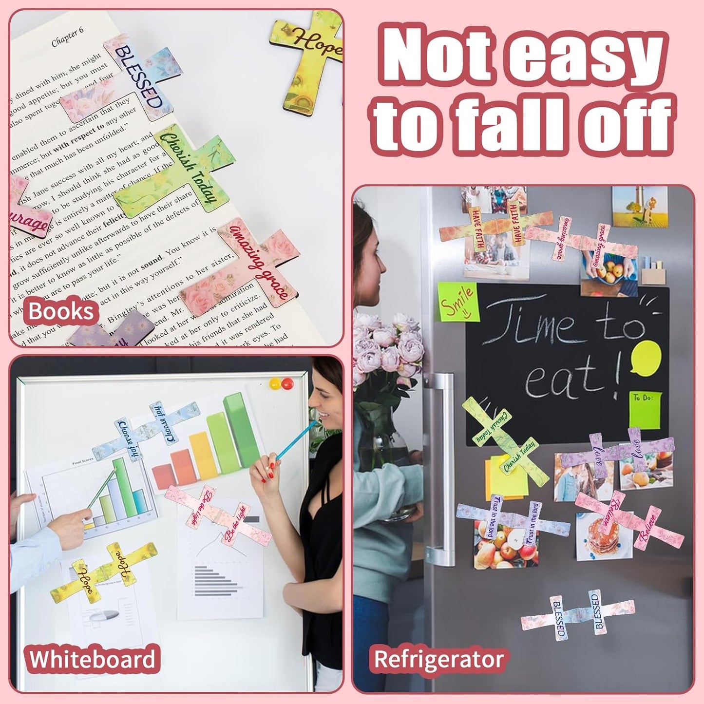 Magnetic Bookmarks, Kaluofan 24PCS Bible Bookmark Christian Bookmarks Cross Bookmark Bulk, Magnetic Cross Page Holders for Bibles, Inspirational Gifts for Teacher Students Book Lovers