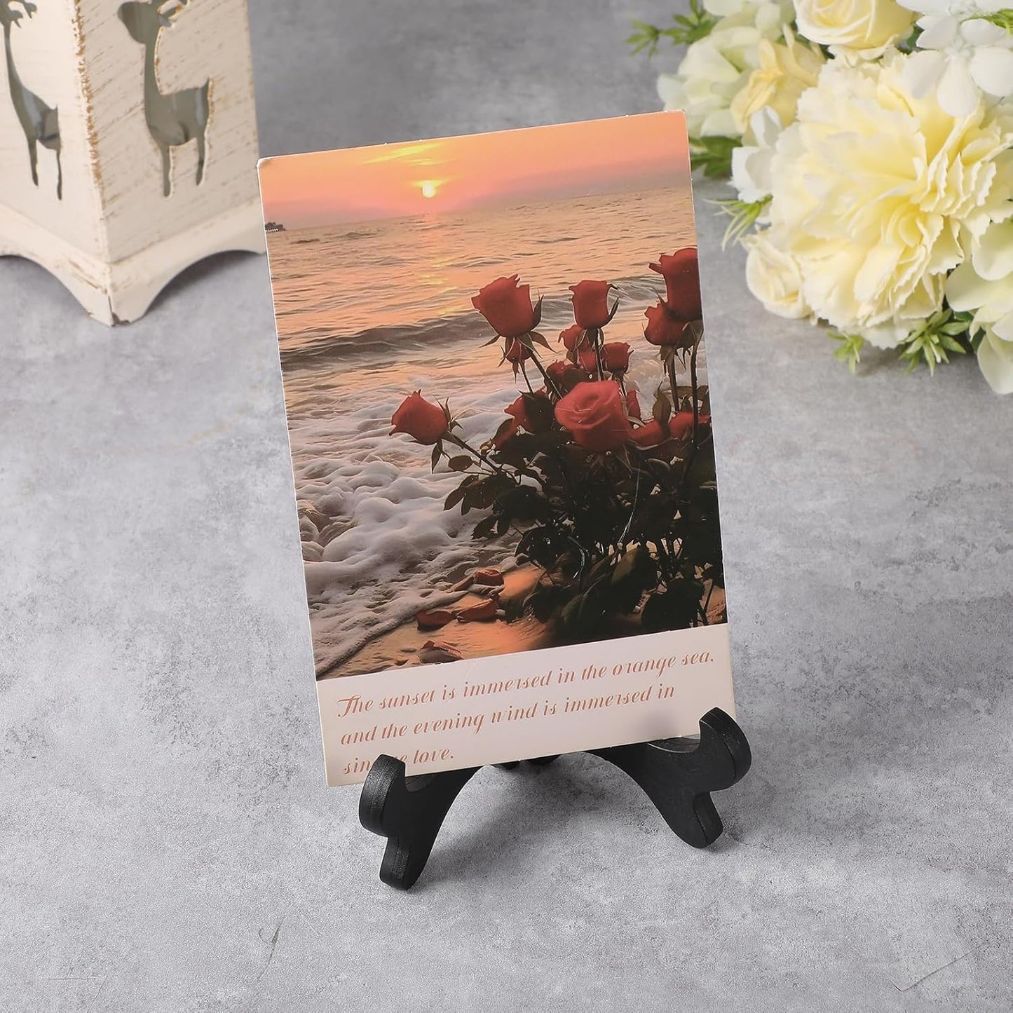 4 Pack Plate Stands for Display, Easel Plate Holder 4" Wood-Like Plastic Black Decorative Plates Display Stand Picture Frames Photo Holder Folding Displays Stand for Platter,Dish,Book,Photo,Plaque