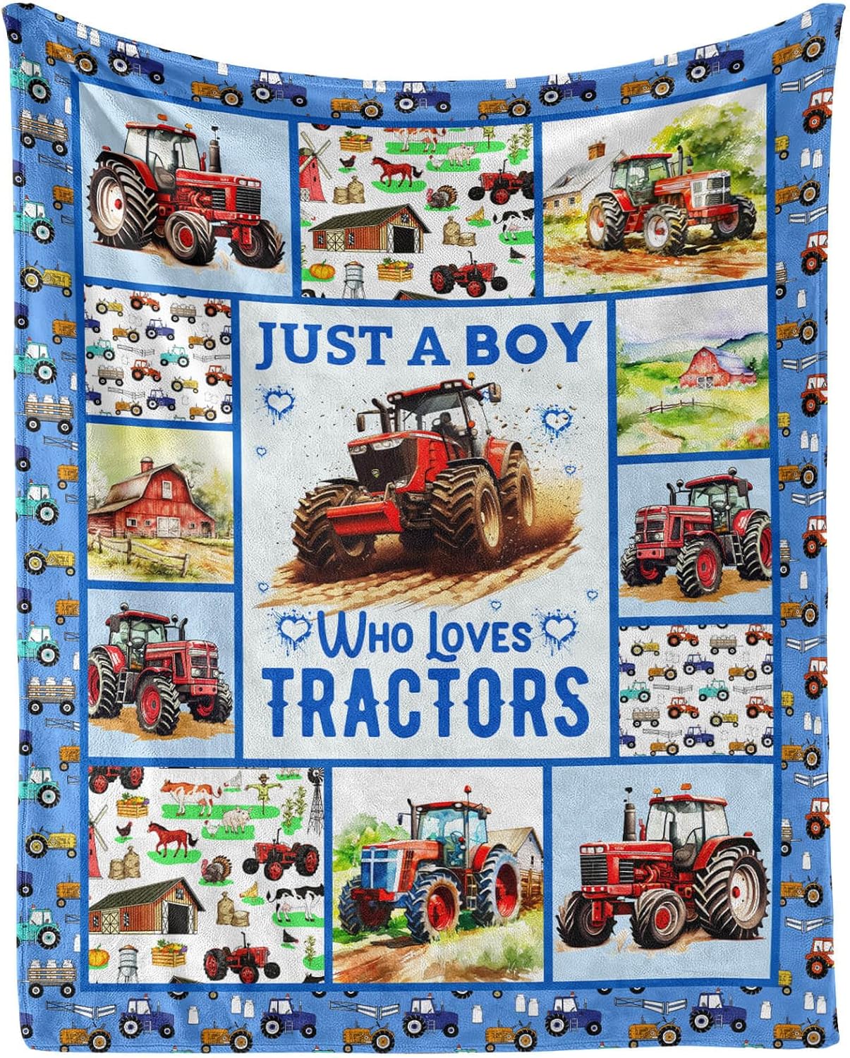 Tractor Throw Blanket - Soft Flannel Blankets for Teens Adults Women Men Tractor Lovers - Warm Throw Blankets for All Season Lap, Chair, Sofa - 70"x50"