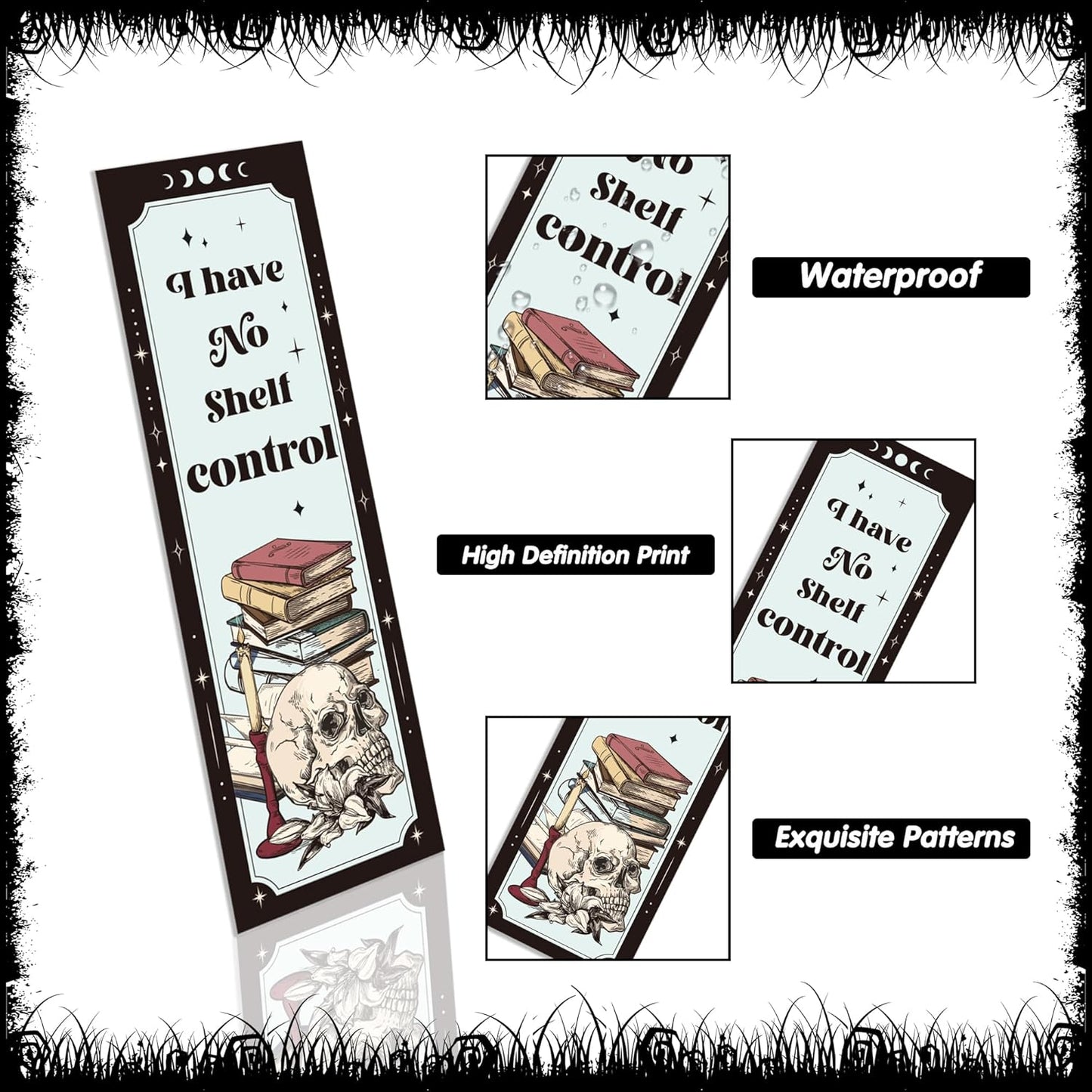 Gothic Skull Bookmarks Gifts: 40 Pcs Skeleton Reading Book Marks Bulk, Horror Theme Page Marker Clips for Women Men Book Lovers, Spooky Gifts for Halloween School Office Supplies