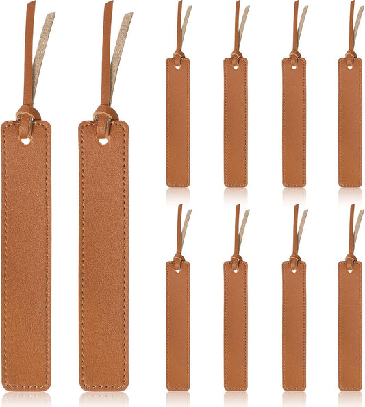 Zonon 10 Pieces Leather Bookmarks Handmade Genuine Leather Page Markers Personalized Bookmarks for Book Reading Bookworm Book Lovers Readers Writers Accessories(Light Tan)
