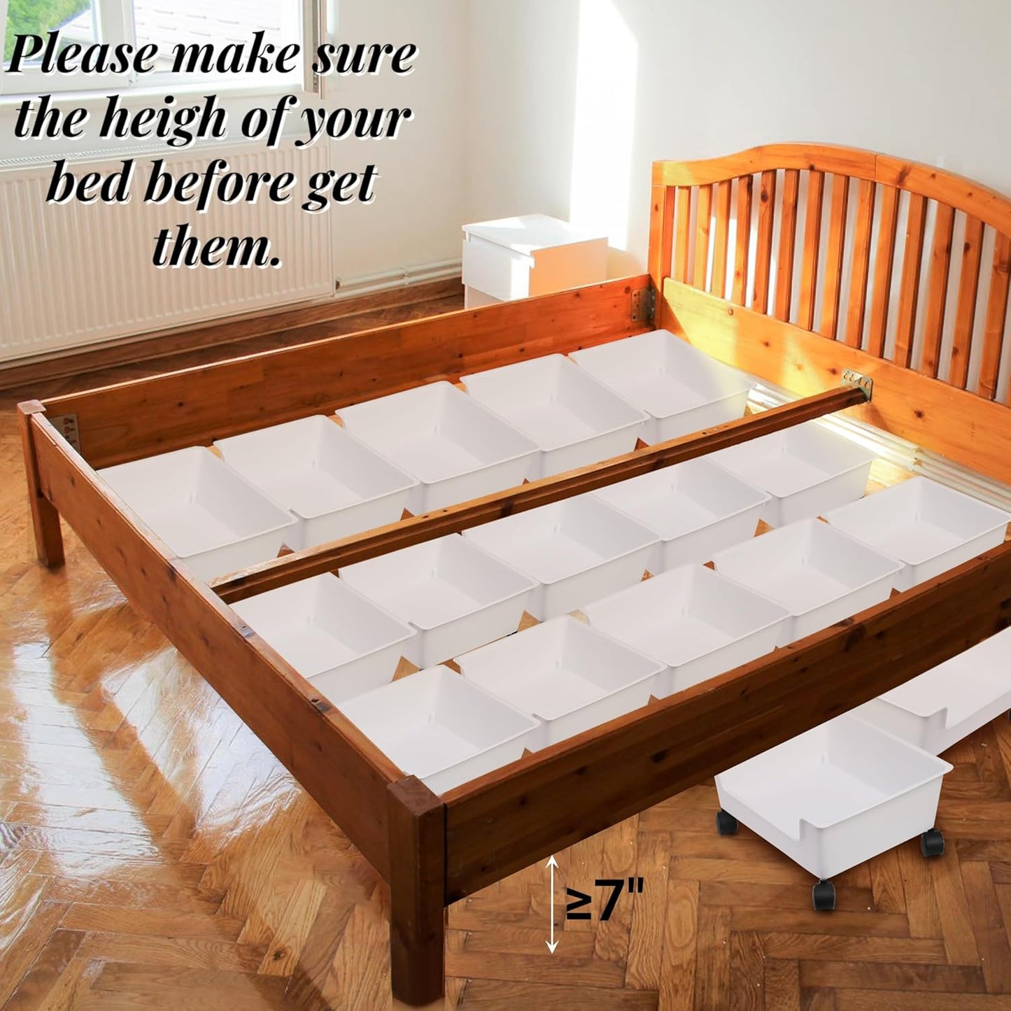 3 Pack Under Bed Storage, Underbed Toys Storage Containers with Wheels, Plastic Bedroom Storage Organization, Under Bed Storage Bins Drawer For Clothes Blankets Shoes Books, White