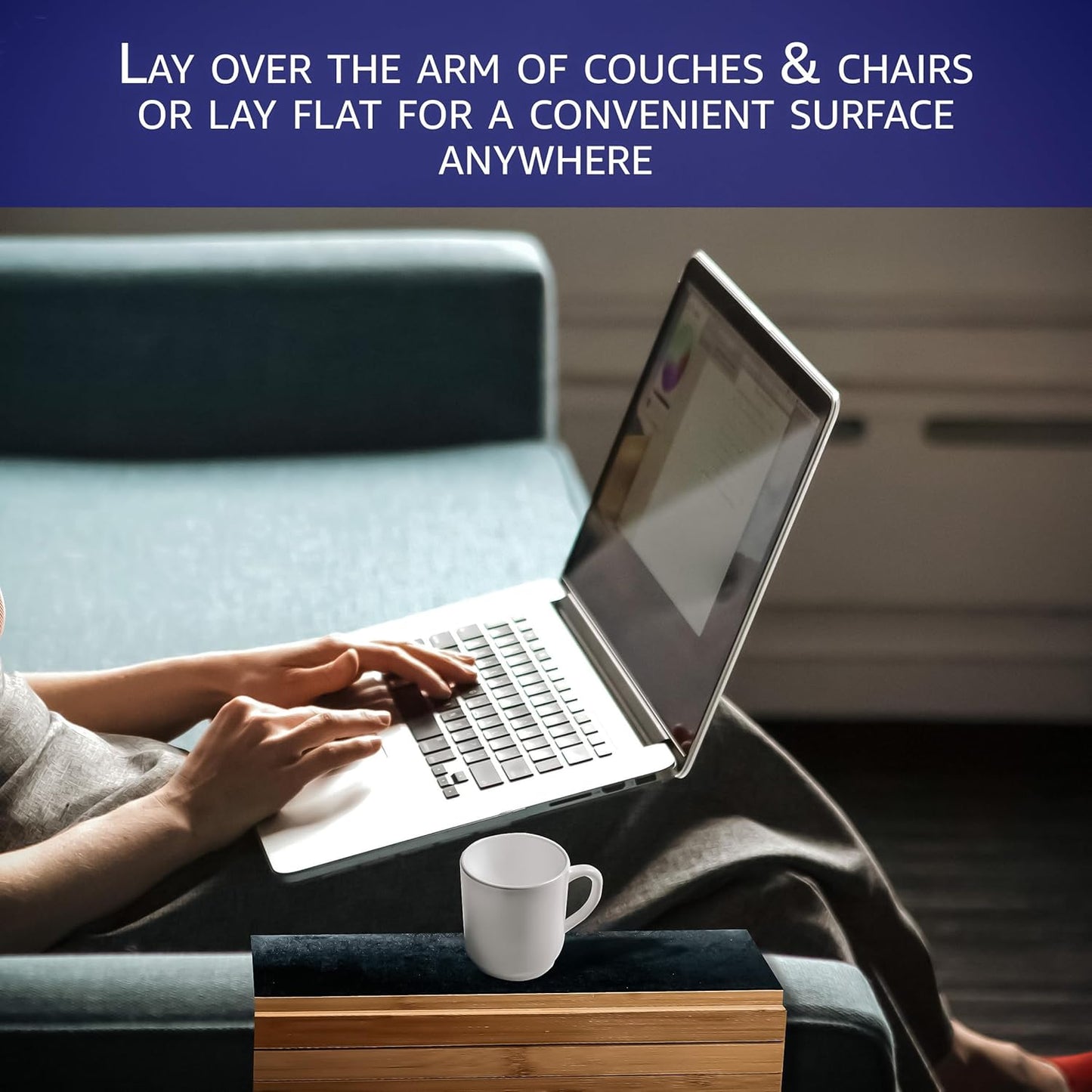 Trademark Innovations Sofa Arm Tray Couch Table Tray Couch Arm Cup Holder Couch Caddy with Cup Holder