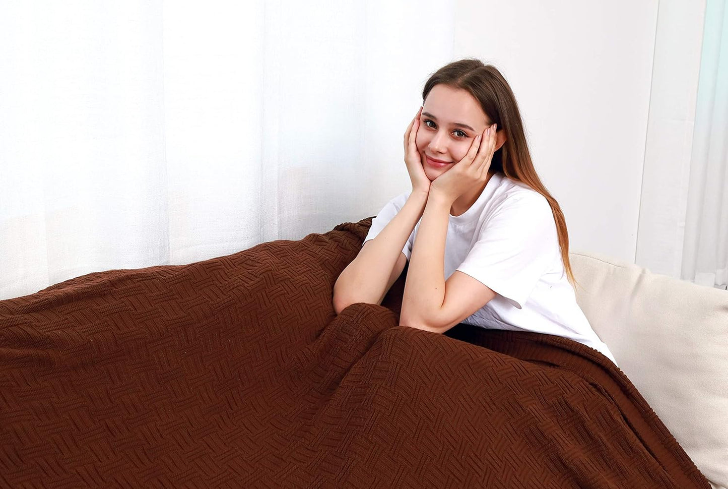 Cable Knit Throw Blanket for Couch Sofa Car Home Decor 51 x 70in