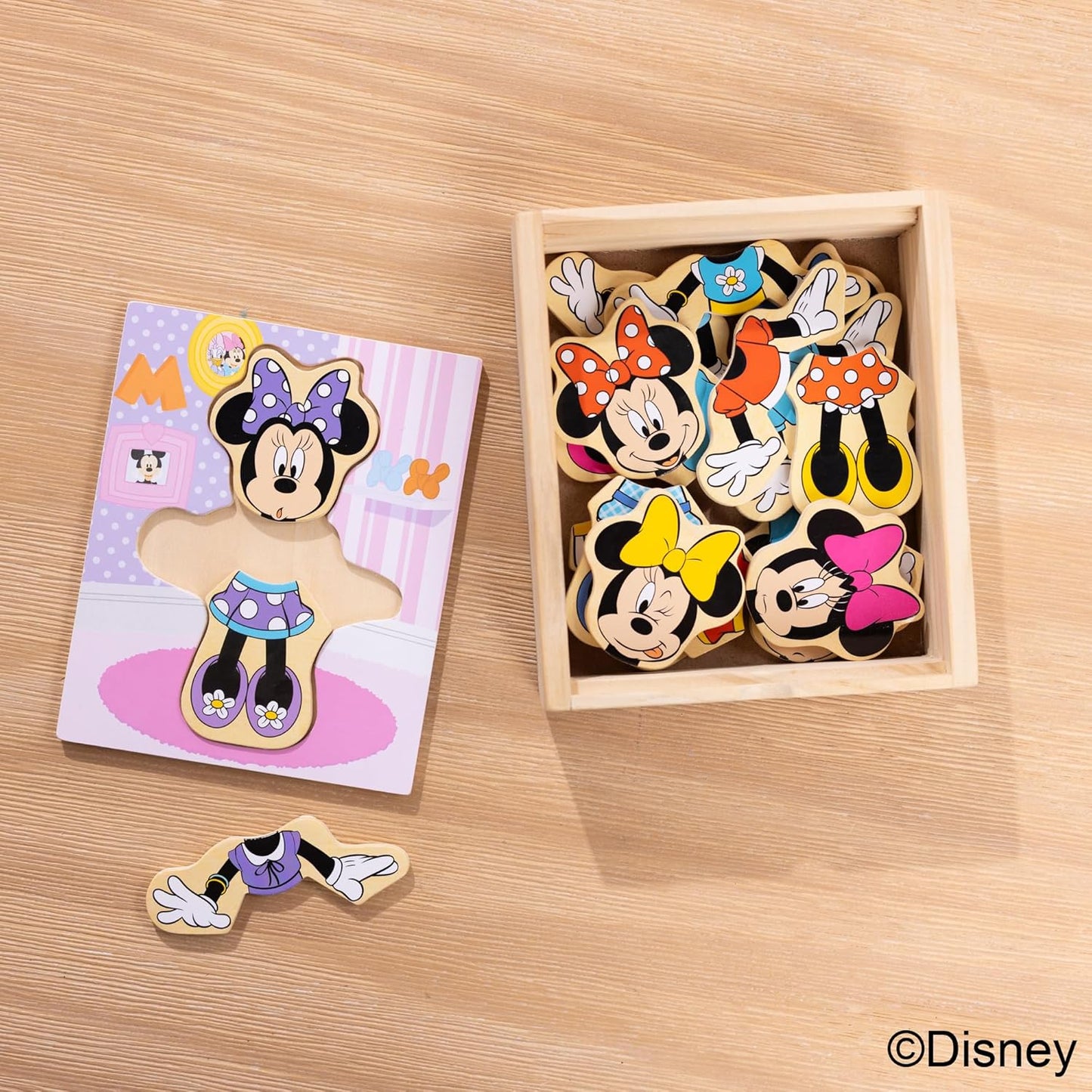 Melissa & Doug Disney Minnie Mouse Dress-Up Puzzle, 18 Pieces Mix and Match Outfits, Sorting & Matching Toy with Storage Case, Educational Puzzle for Toddlers Ages 3+