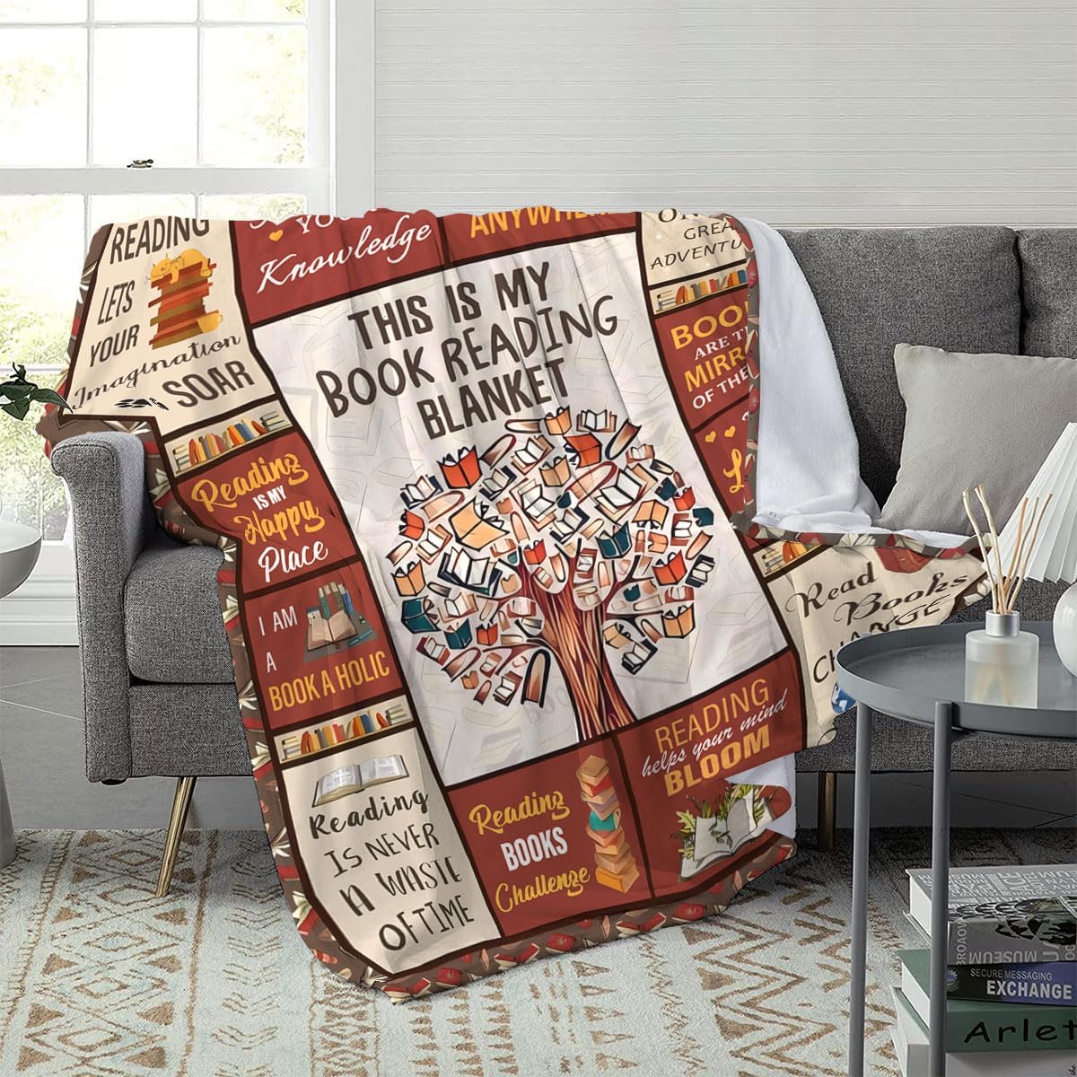 Book Lovers Gifts for Women Men Blanket, Bookish Gifts, Reading Librarian Bookworm Gift, Christmas Birthday Present for Readers Books Nerd Club, Book-Lover Throw Blankets 60"x50"