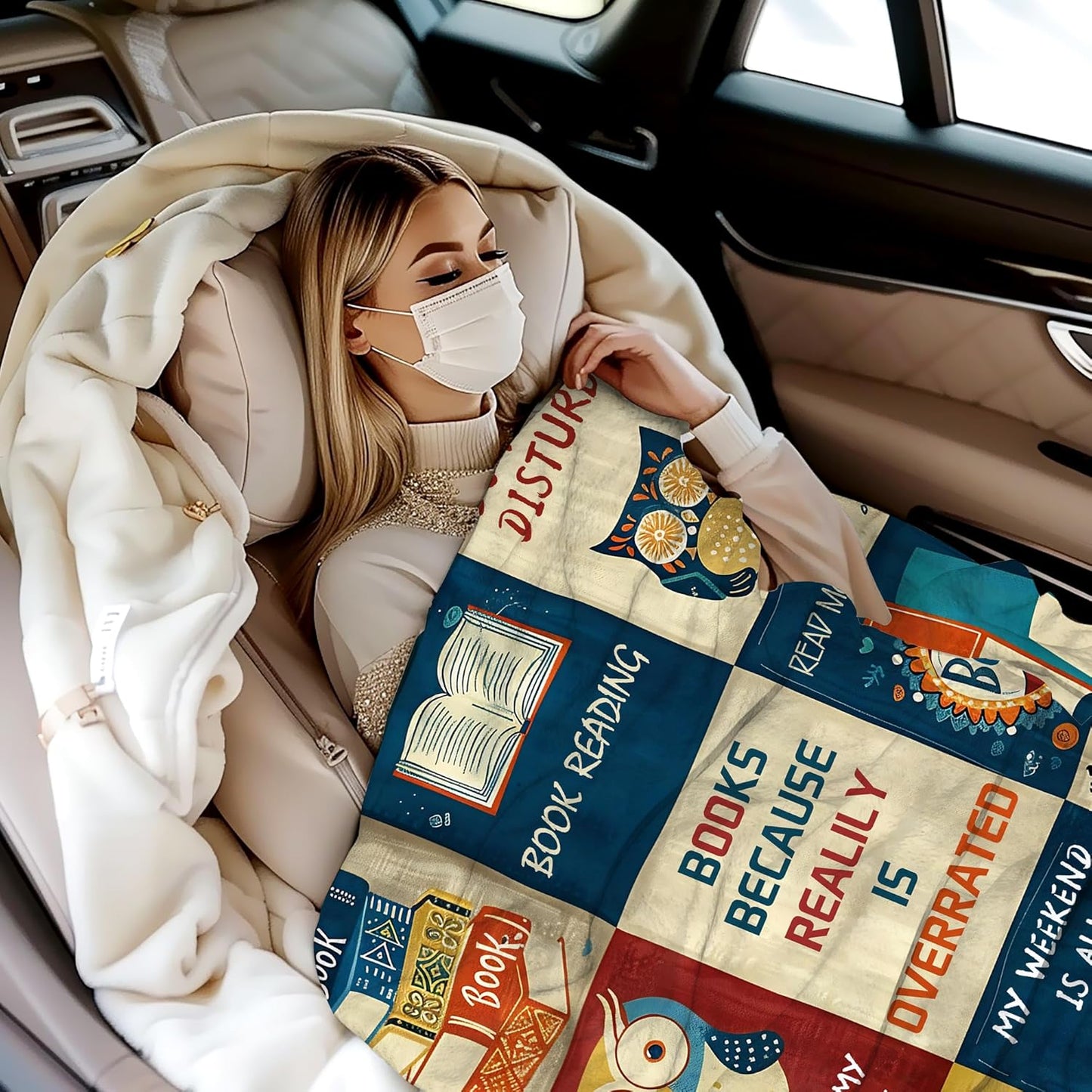 Retro Reading Poster Art Throw Blanket, Blanket Throw for Adults, Lightweight Soft Cozy Blanket for Couch Sofa Bed Room Decor 50x60 Inches