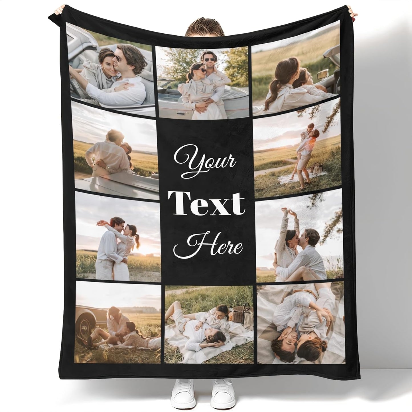 Custom Blanket with Picture Customized Blankets with Photos Personalized Gifts for Birthday Anniversary Christmas New Year, 10 Photos, 60x80 Inch(Minky Fleece)