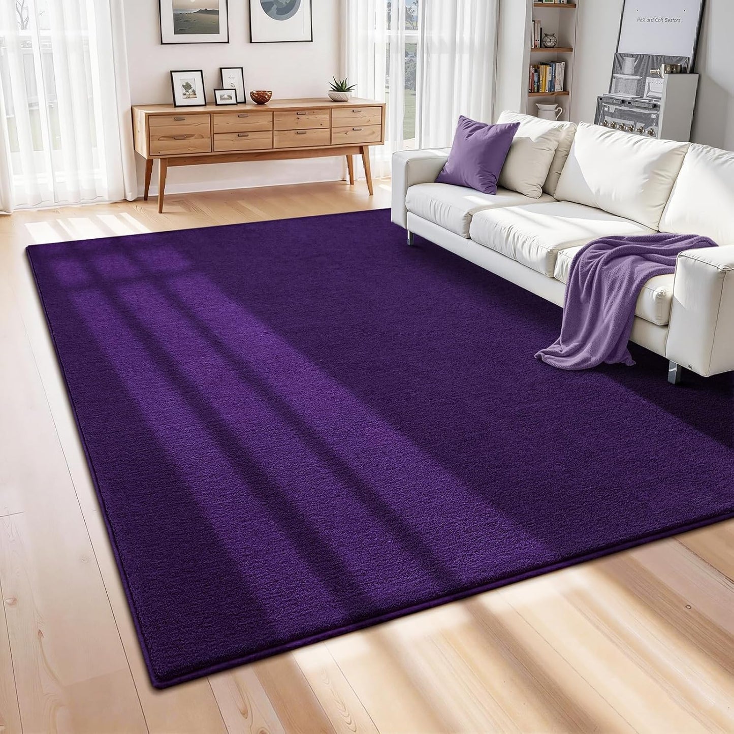 ISEAU 6x9 Rug for Living Room, Soft Memory Foam Carpet with Upgraded Non-Slip Silicone-Grip Bottom, Fluffy Shaggy Machine Washable Rugs for Living Room Kids Boys Girls Dorm Nursery Playroom, Purple