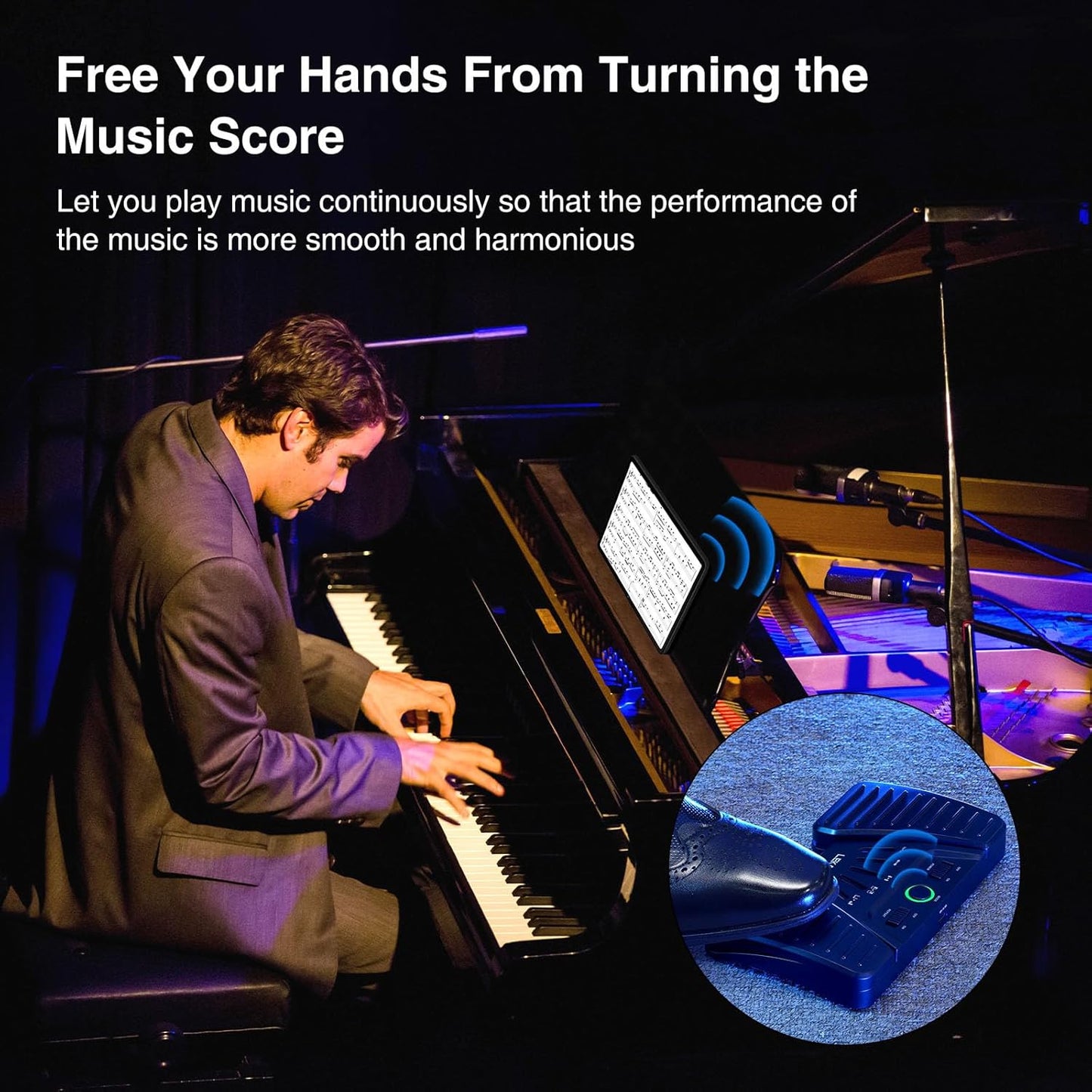LEKATO Wireless Bluetooth Page Turner Pedal Music Page Turner Pedal for Ipad,Tablets Android IOS Phones Rechargeable Wireless Foot Pedal Silent Page Turner Ipad Page Turner for Hands-Free